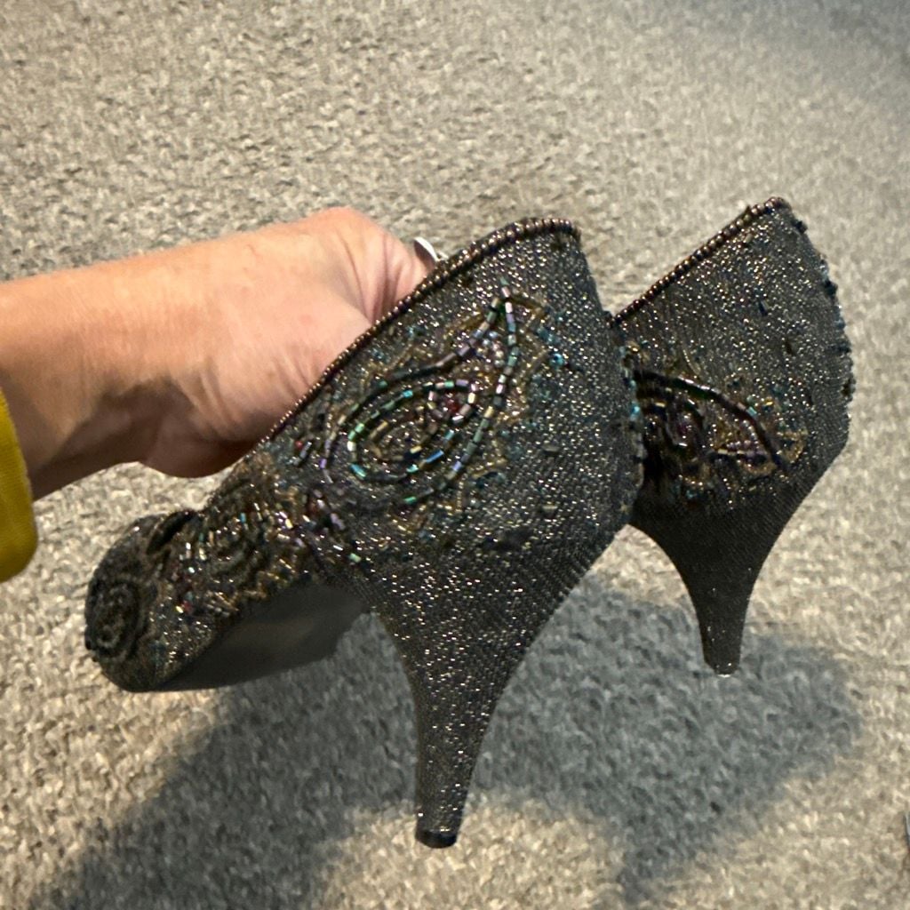 Impo Beaded Paisley Heels Pumps Metallic Multi Stiletto 7.5 5