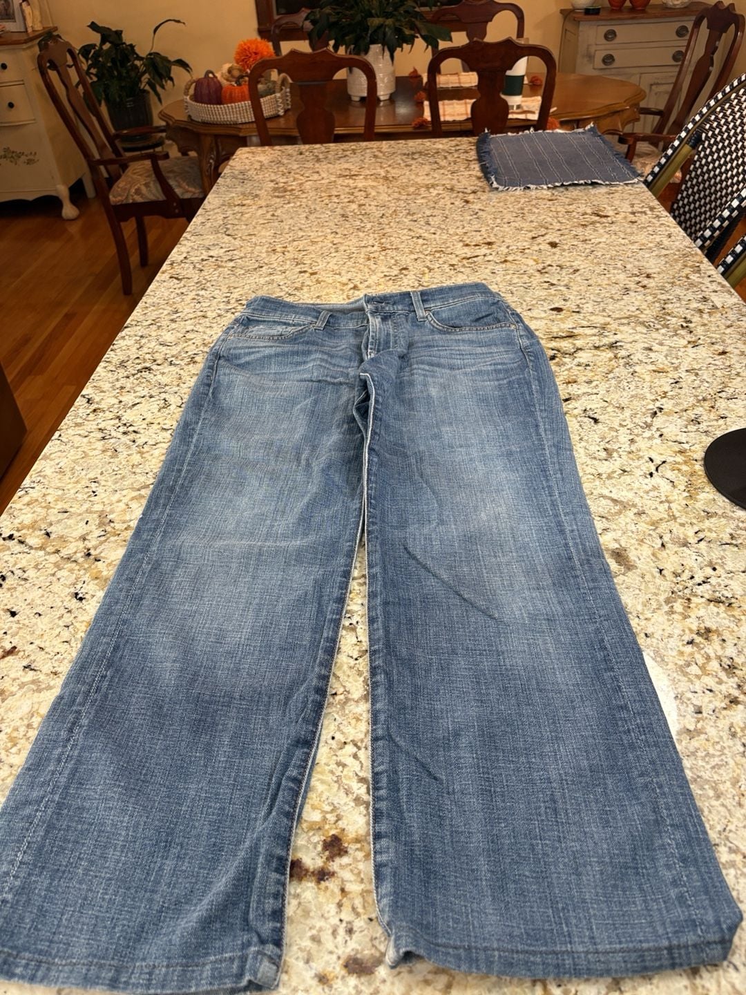 7 For All Mankind Austyn Size 31 Blue Denim Relaxed Straight Jeans 2