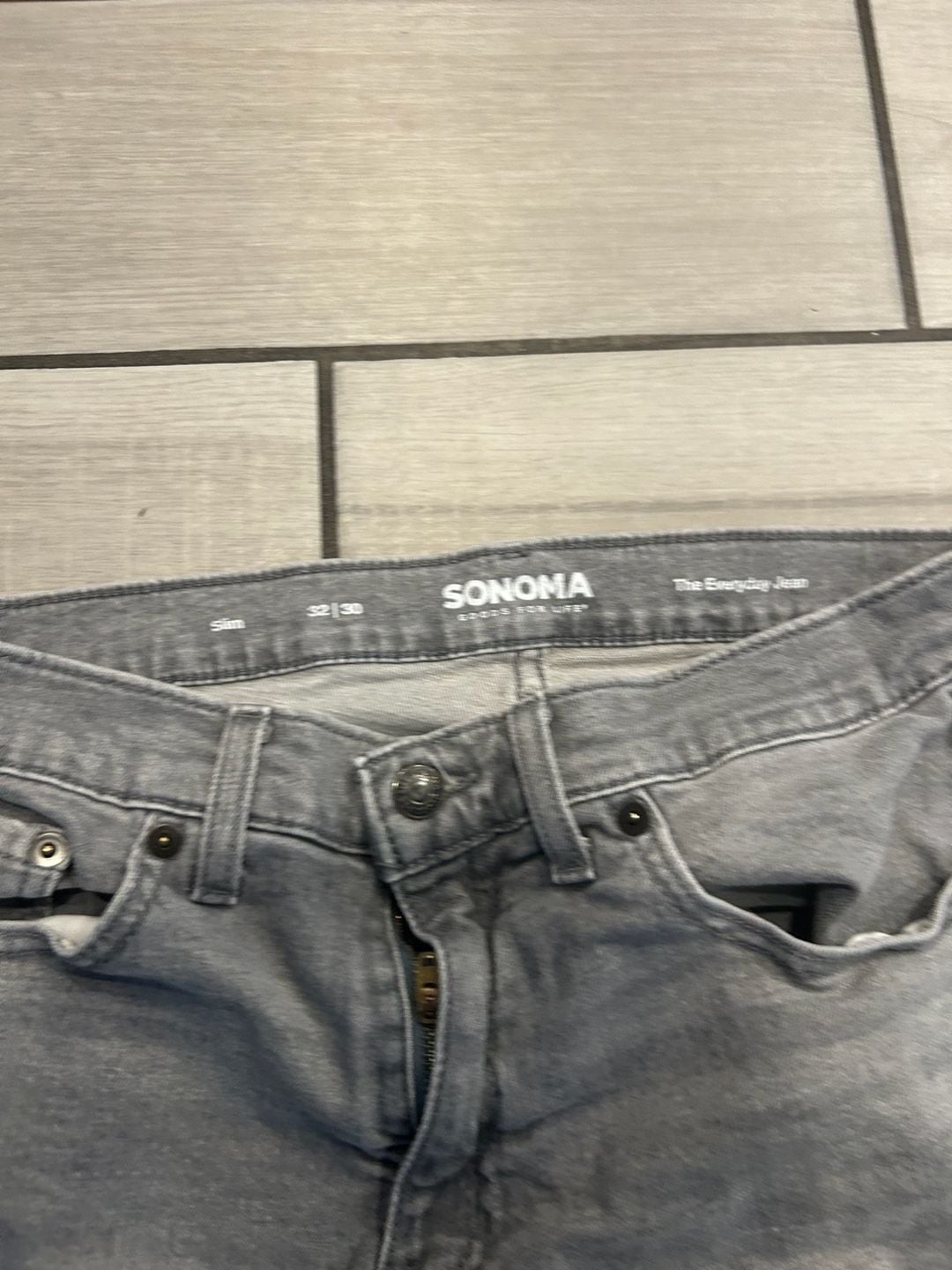 Sonoma The Everyday Jean Slim 32x30 Gray Denim Pants 4