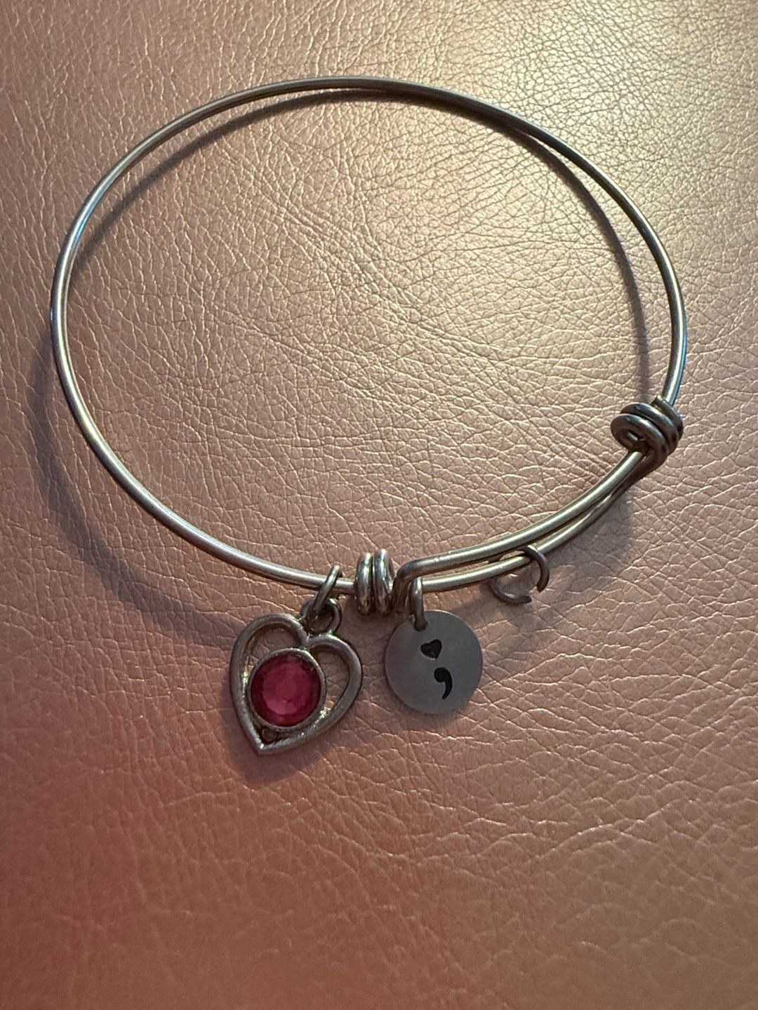 I AM ENOUGH Semicolon Symbol CHARM BRACELET Heart Vintage ..., 2