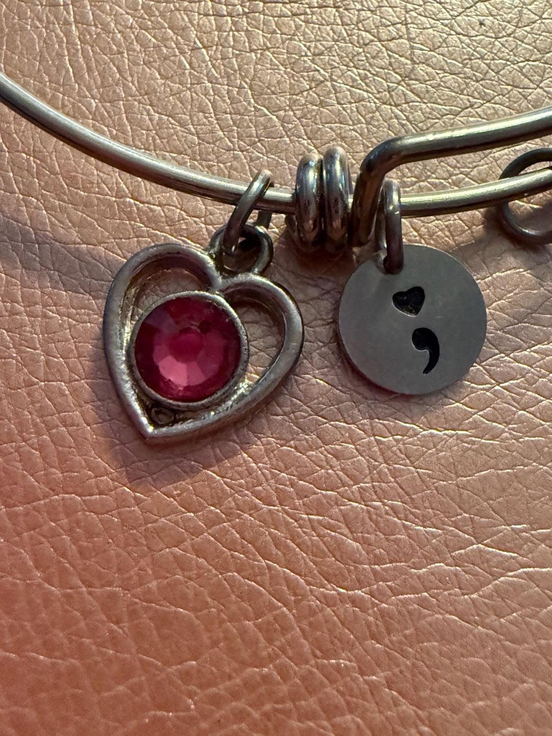 I AM ENOUGH Semicolon Symbol CHARM BRACELET Heart Vintage ..., 3