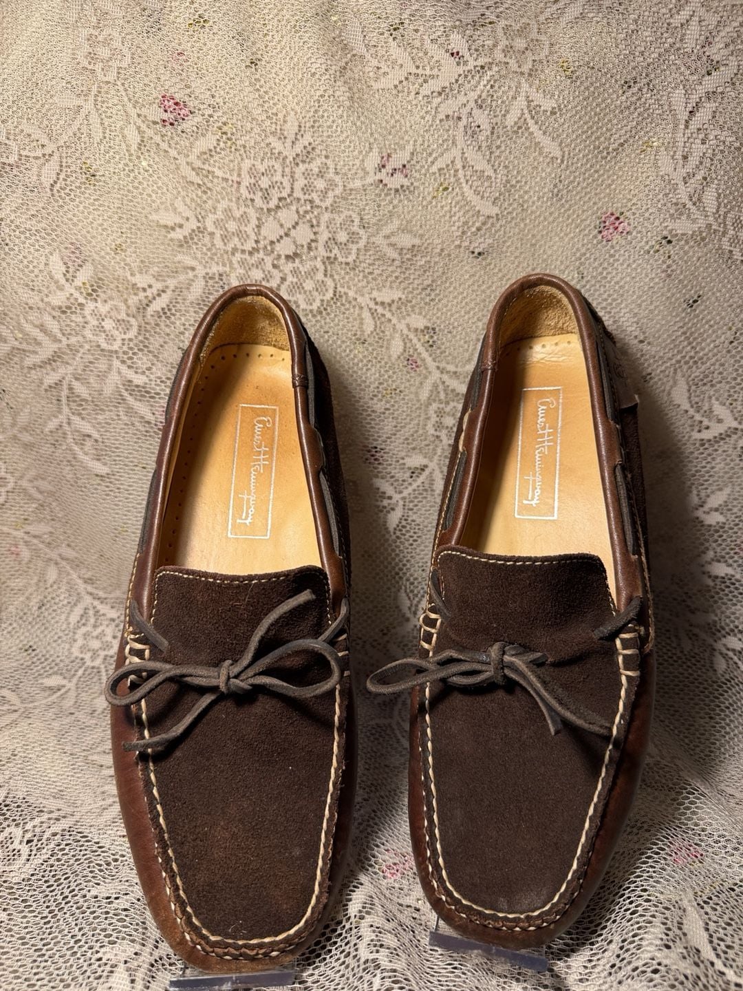 LUS 7 Ernest Hemingway Driving Loafers Size 9 M Brown Leather Suede 2