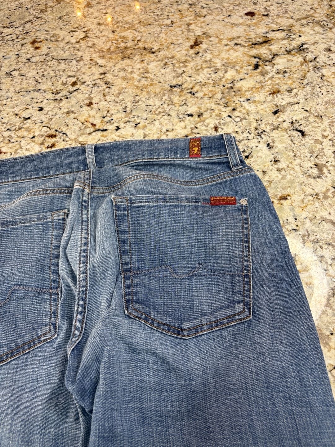 7 For All Mankind Austyn Size 31 Blue Denim Relaxed Straight Jeans 10