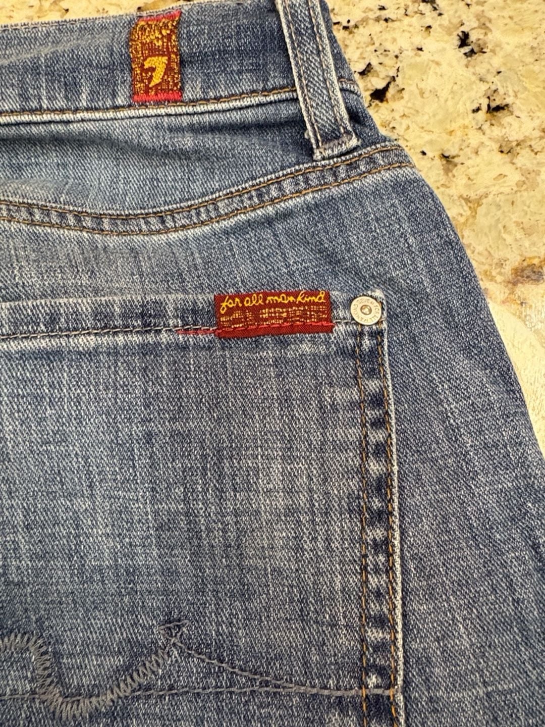 7 For All Mankind Austyn Size 31 Blue Denim Relaxed Straight Jeans 12