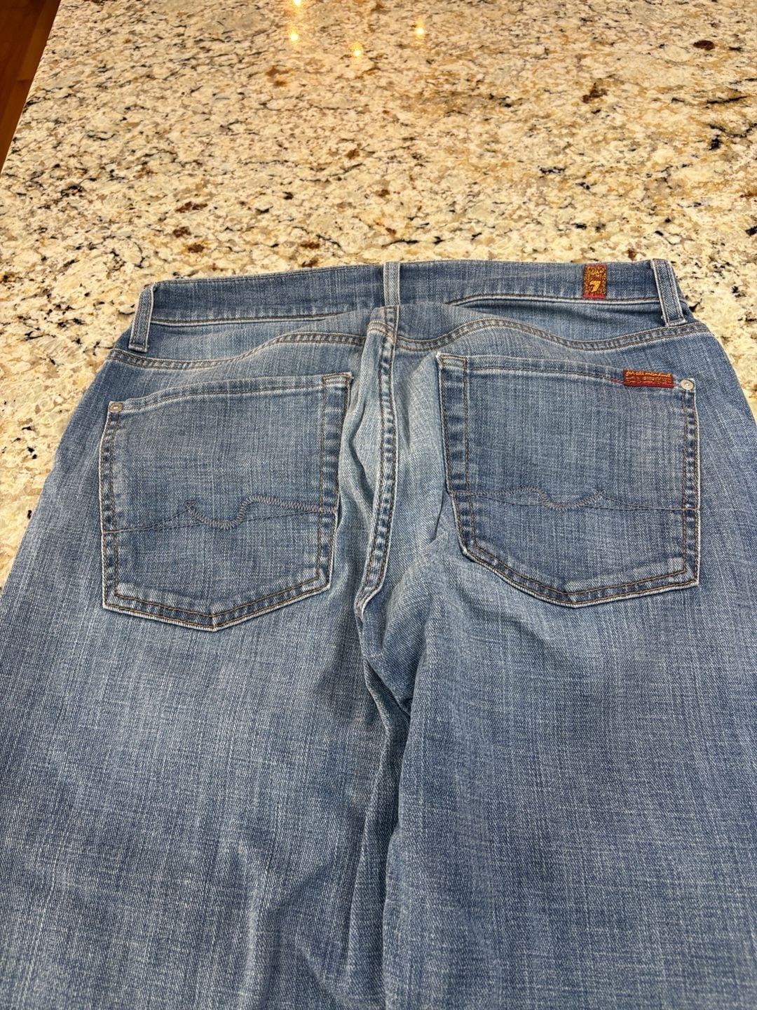 7 For All Mankind Austyn Size 31 Blue Denim Relaxed Straight Jeans 13