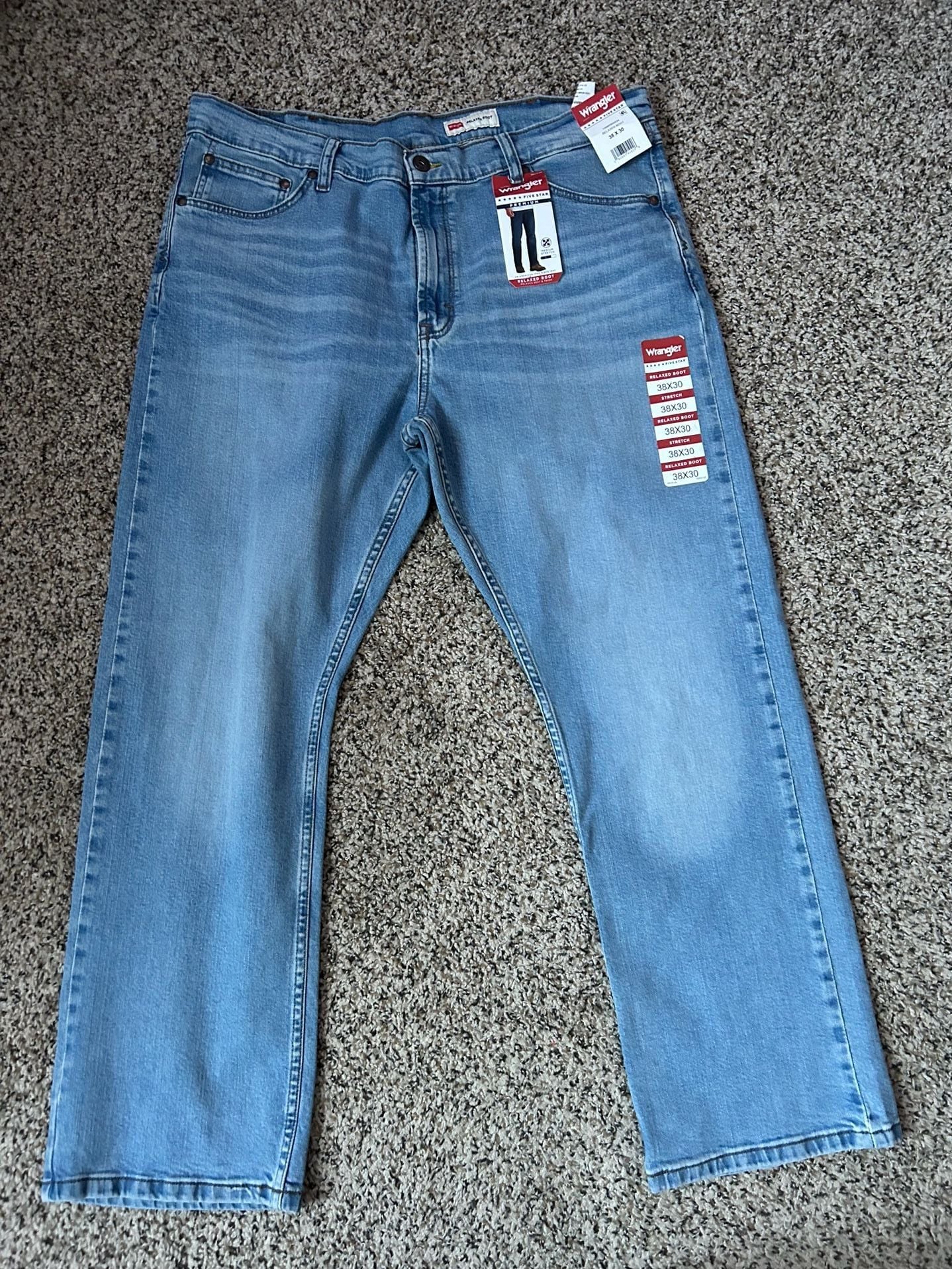 Wrangler Five Star Premium Bootcut Jeans 38x30 Light Wash 2