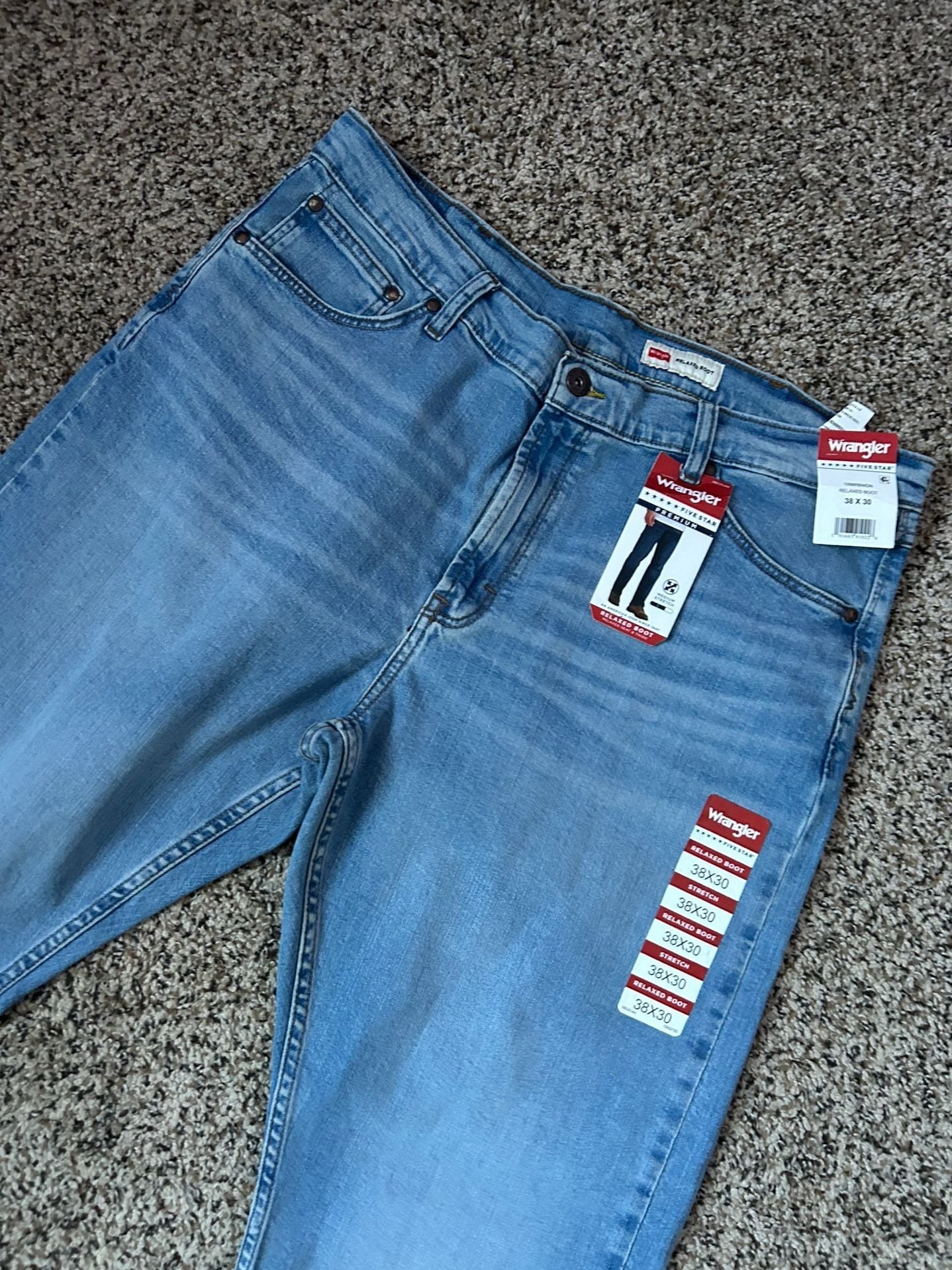 Wrangler Five Star Premium Bootcut Jeans 38x30 Light Wash 3