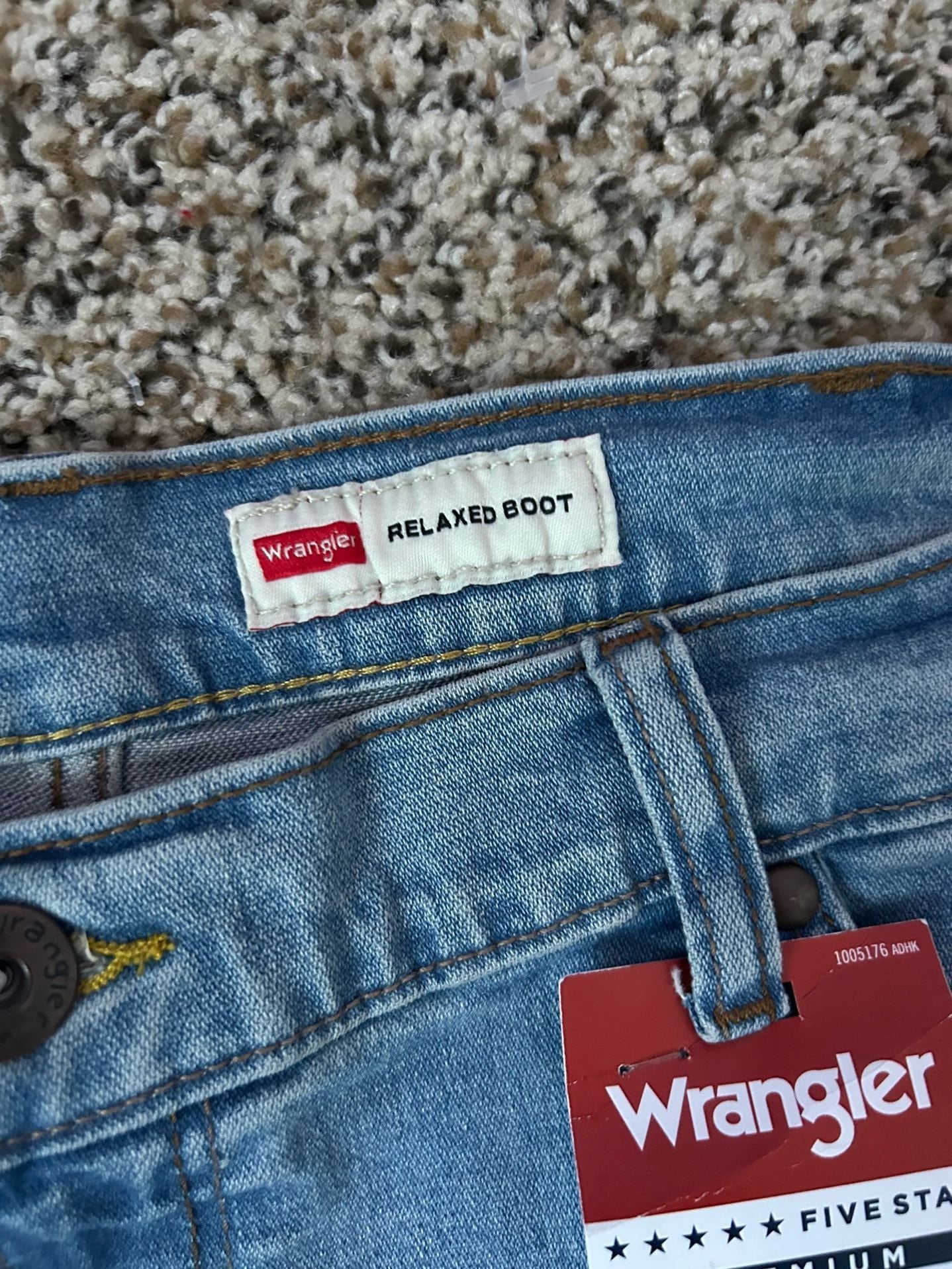 Wrangler Five Star Premium Bootcut Jeans 38x30 Light Wash 6