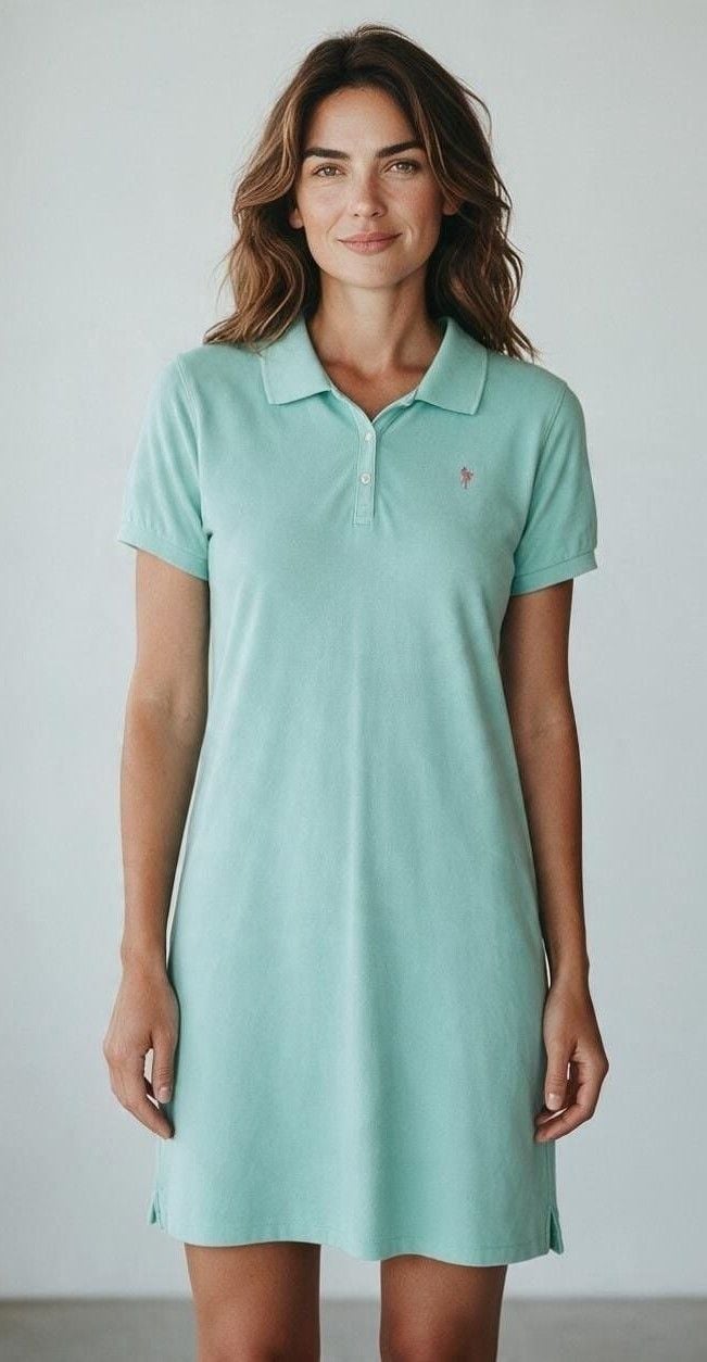 J.Crew Polo Dress Size L Mint Green Cotton Blend 2