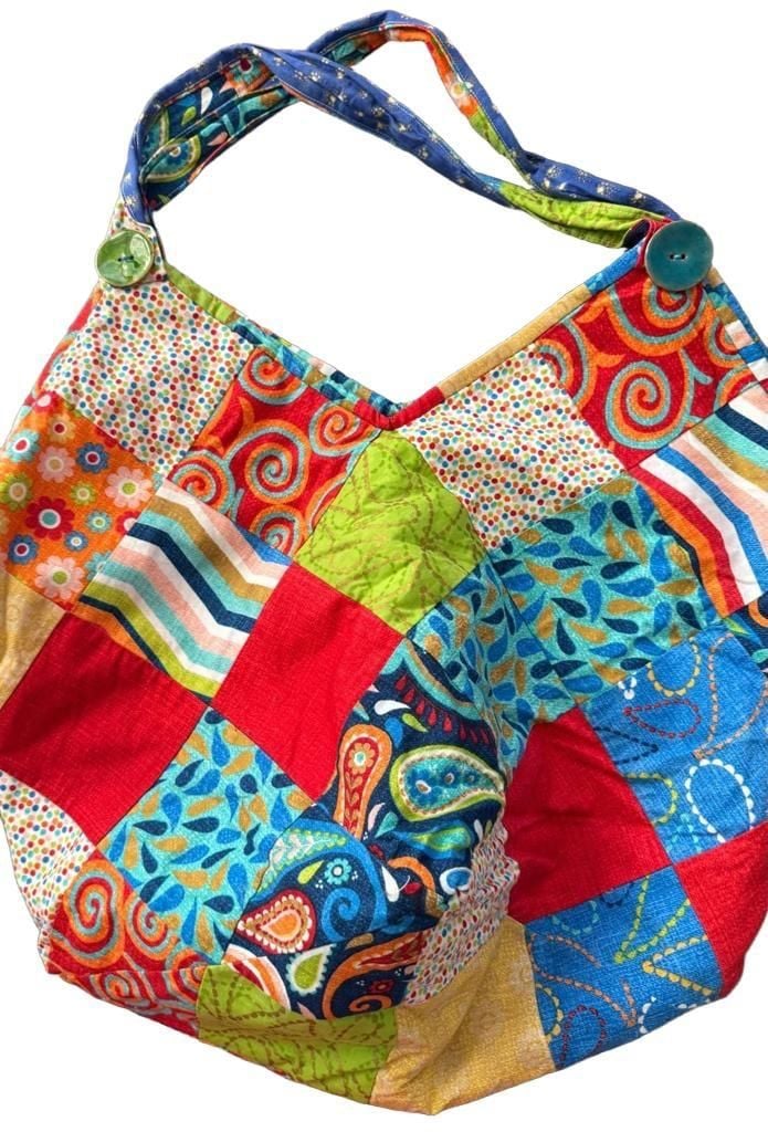 Handmade Cotton Patchwork Hobo Bag Multi Color Boho Style 3
