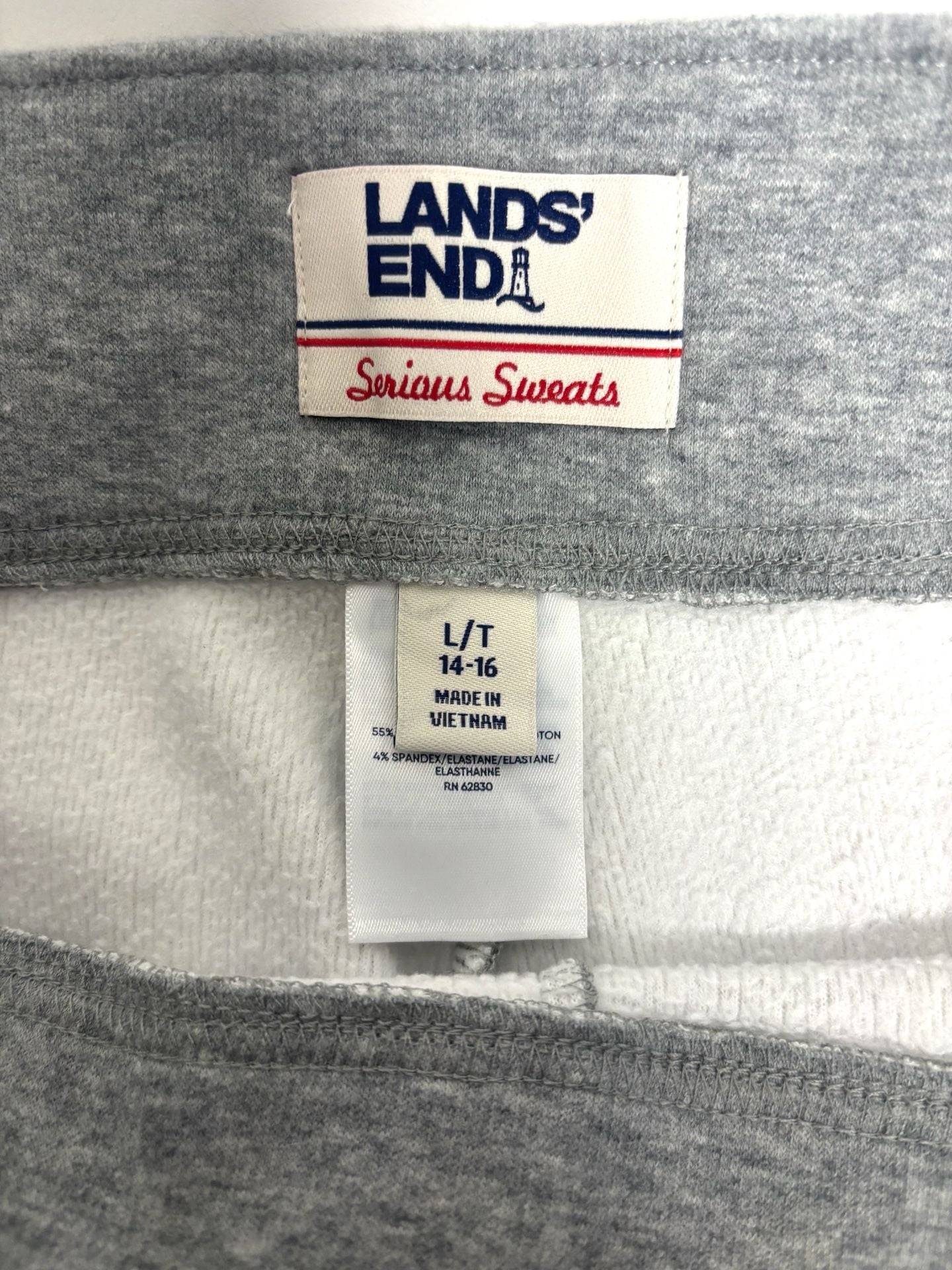 Lands' End Serious Sweats Pants Size Large Gray Cotton Blend 4