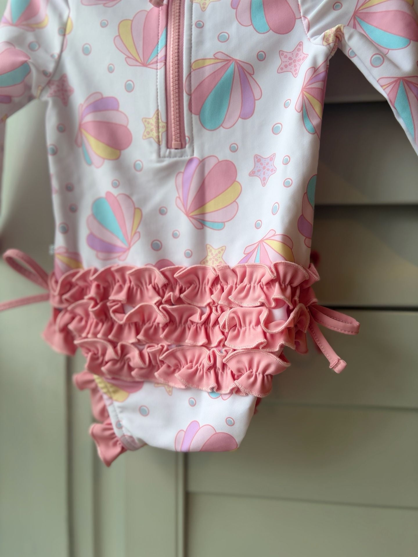 Caden Lane One Piece Ruffle Butt Beach Themed Swim Suit Baby Girl 5