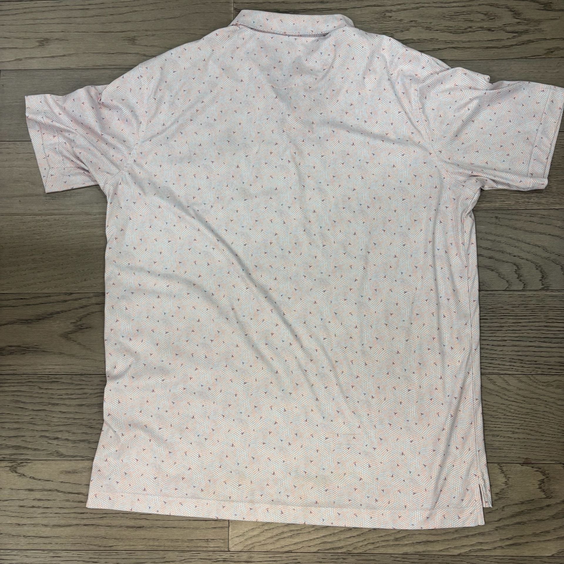 Peter Millar Fields Ranch Golf Polo Shirt Size L White Honeycomb 6
