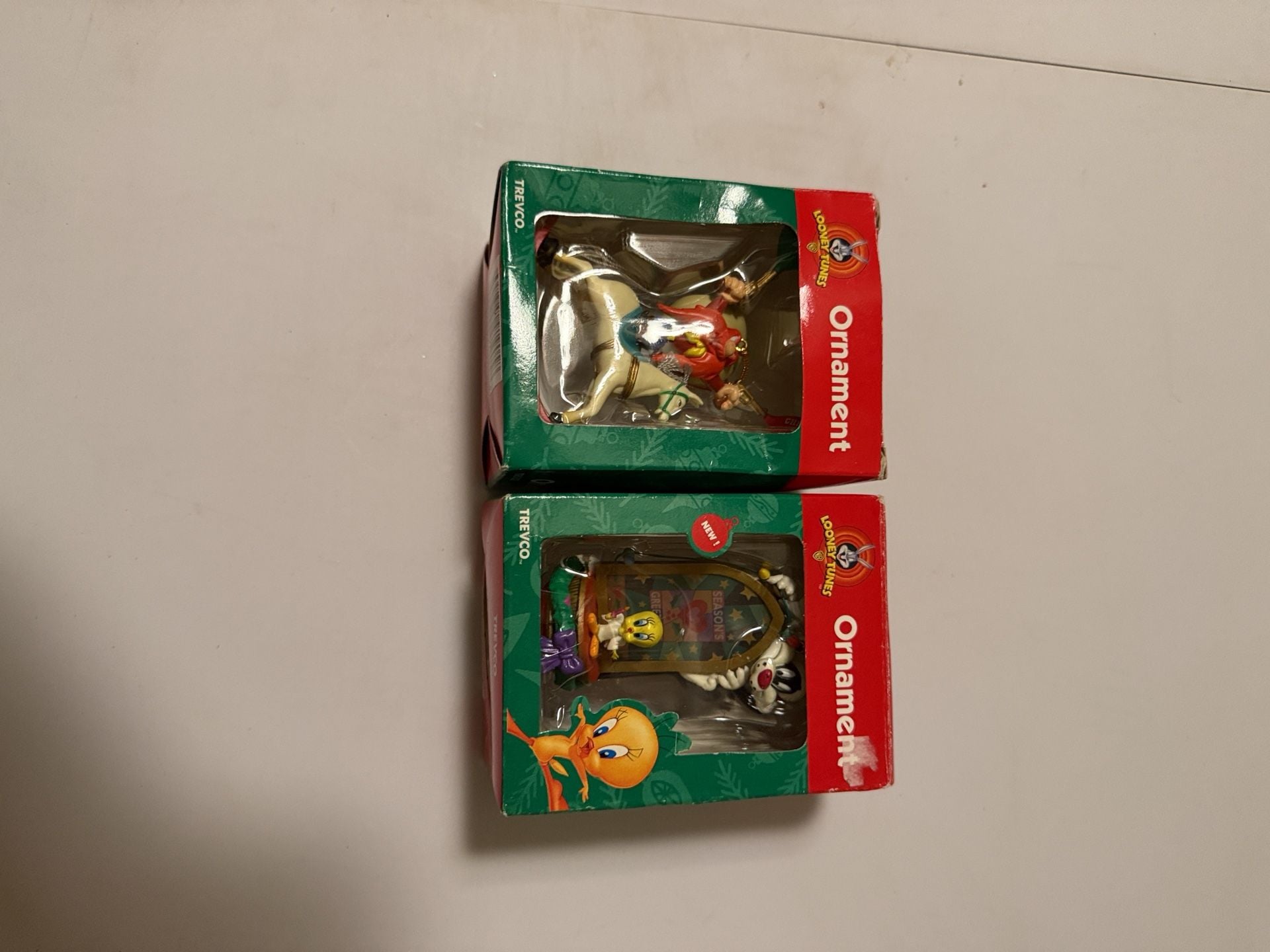 Trevco Looney Tunes Yosemite Sam Sylvester Tweety Christmas Ornaments Set of 2 4
