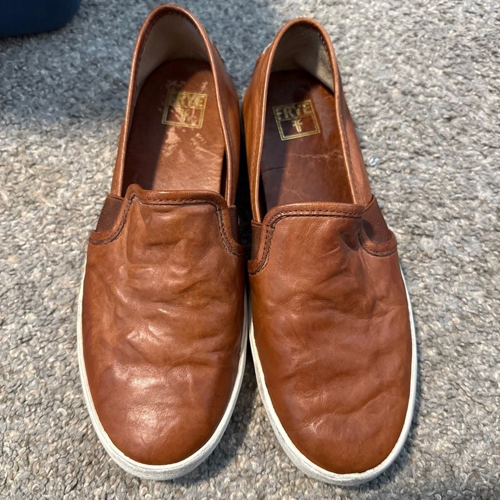 FRYE Slip On Sneakers Brown Leather Shoes 6 3