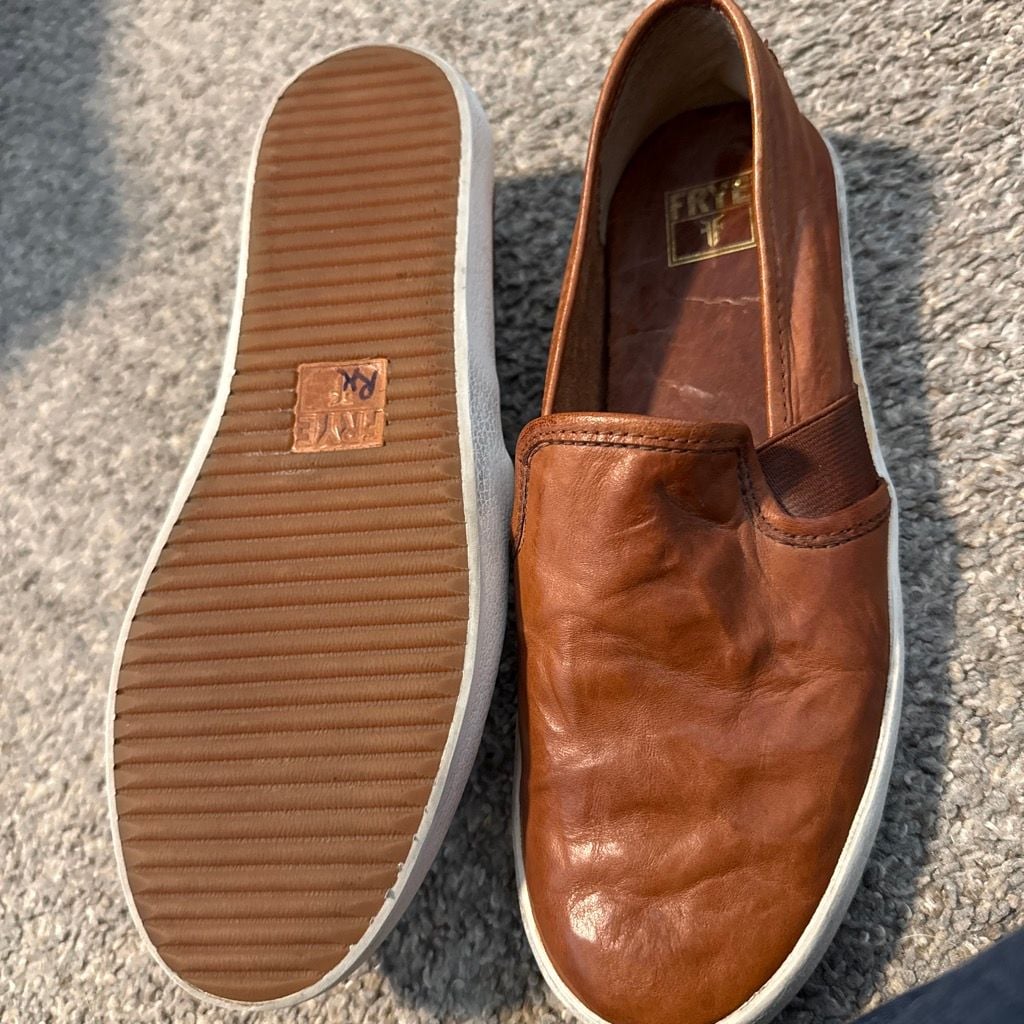 FRYE Slip On Sneakers Brown Leather Shoes 6 6