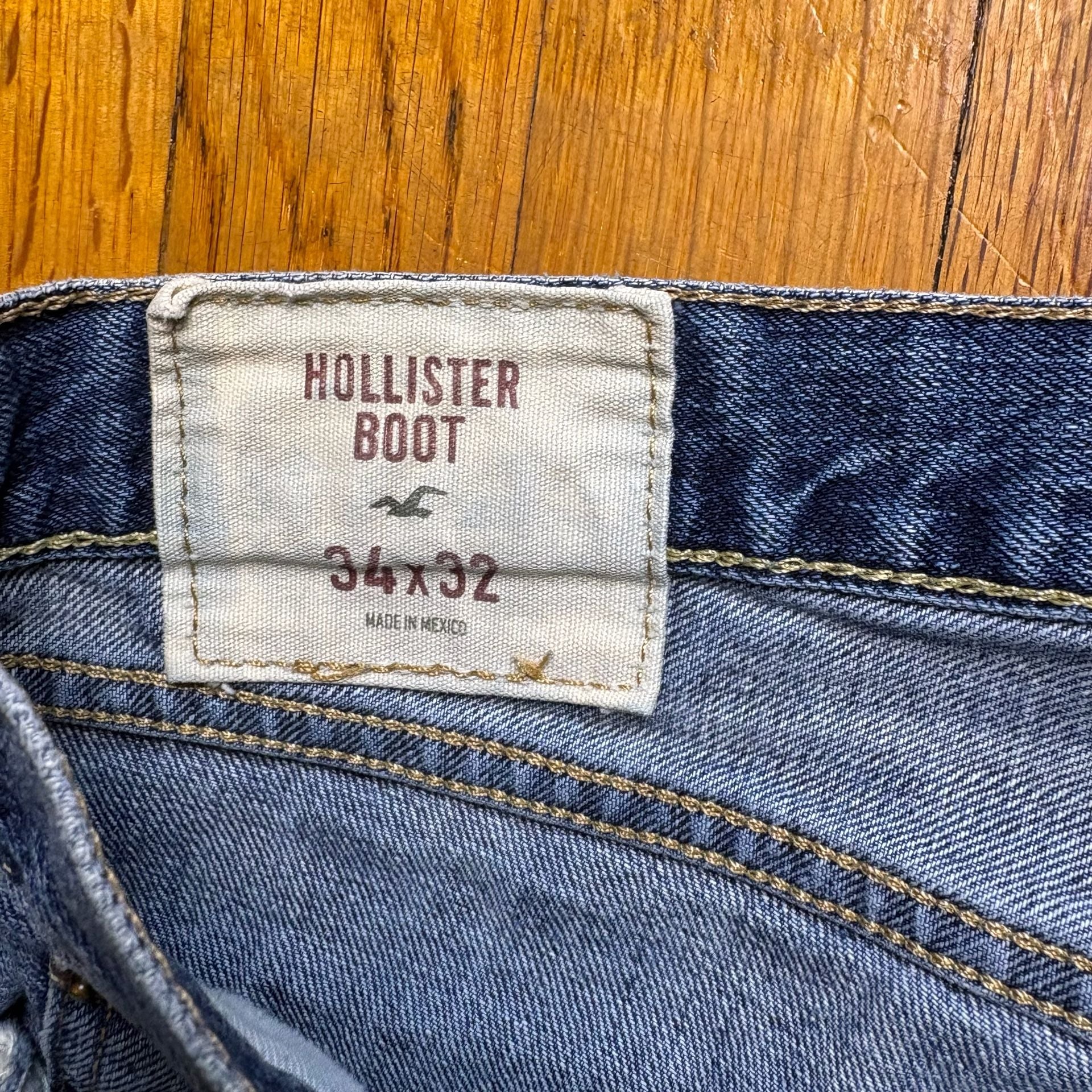 Hollister Bootcut Jeans 34x32 Blue Denim Boot Cut Distressed 3