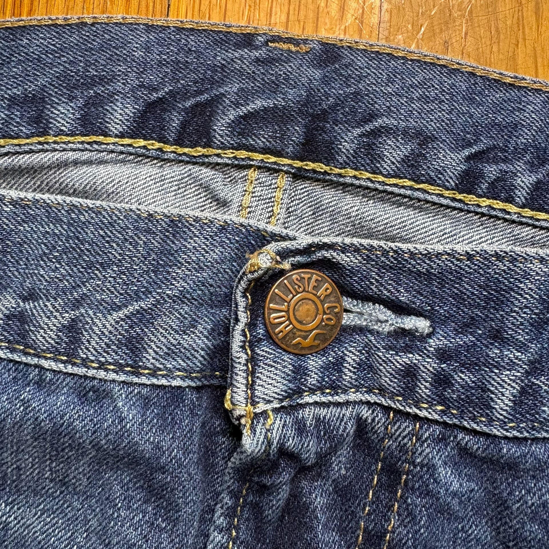 Hollister Bootcut Jeans 34x32 Blue Denim Boot Cut Distressed 4