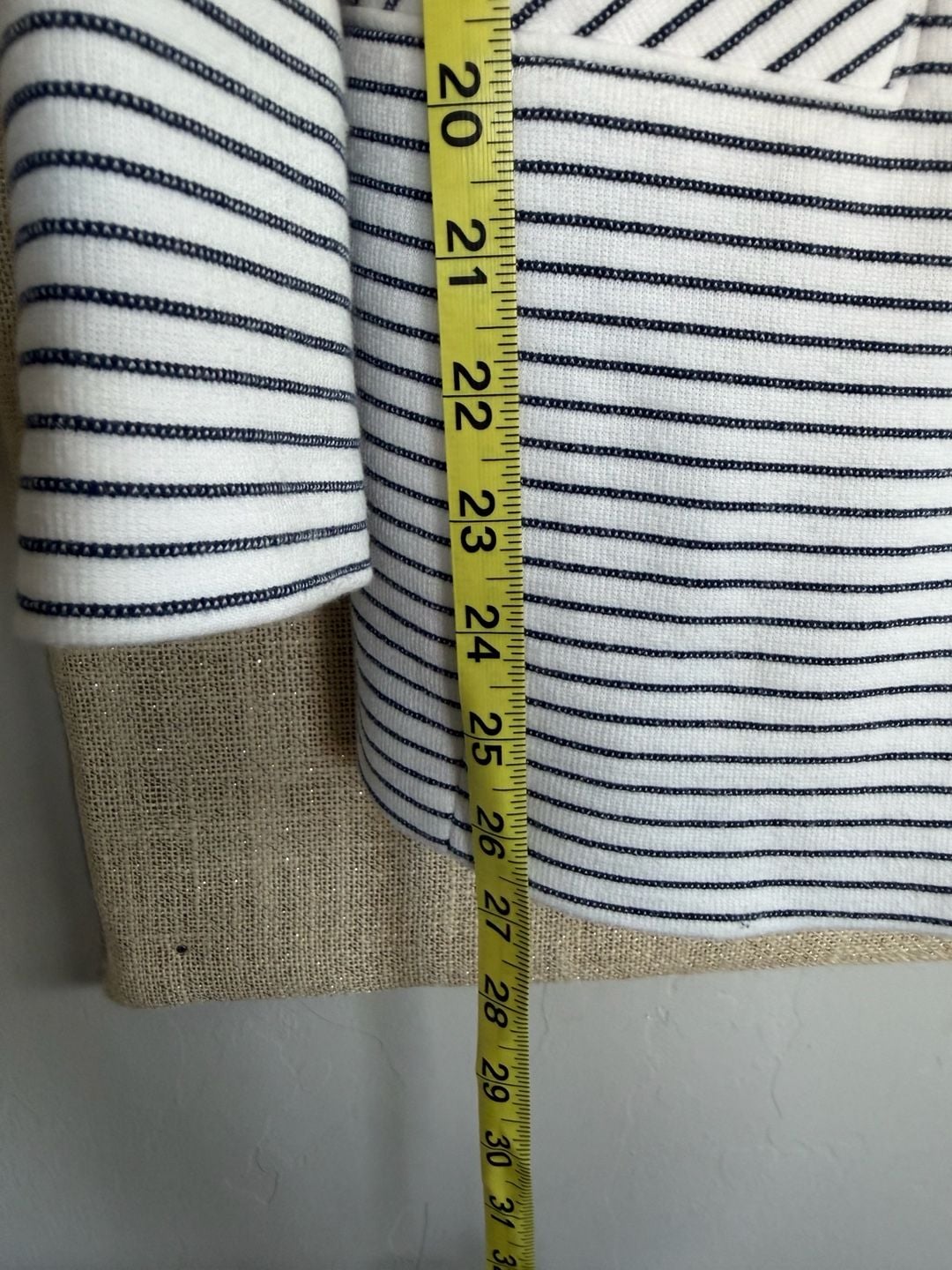 Chico's Striped Blazer Size 0 White Navy Blue One Button Jacket 9