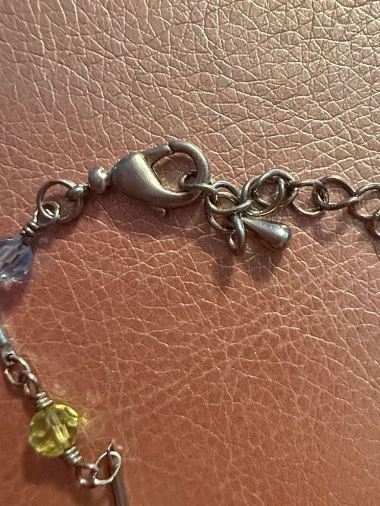 Unbranded Beaded Anklet Pastel Crystal Silver Tone Chain 6