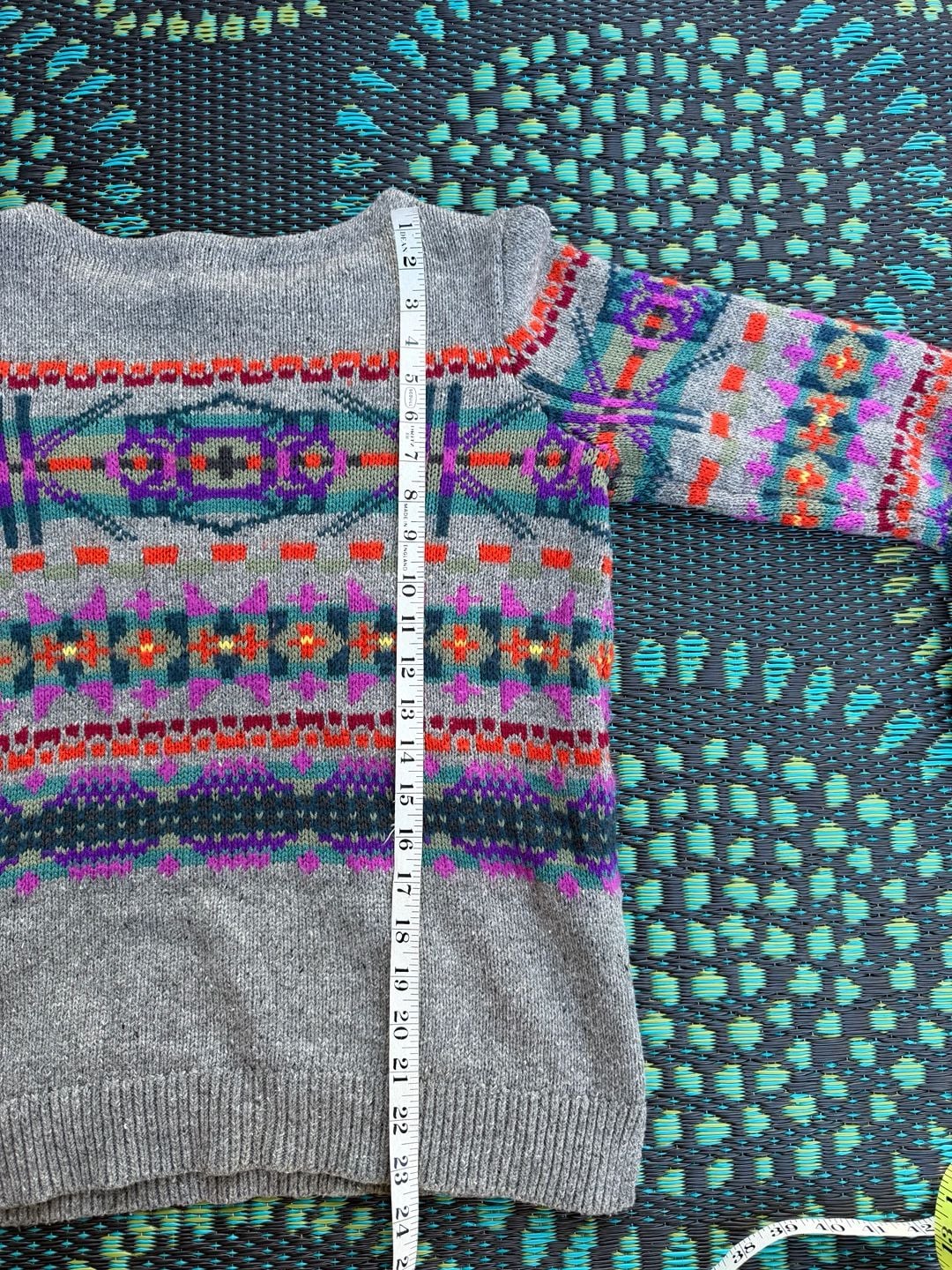 Chaps Sweater Fair Isle Knit Size S Gray Multicolored 6