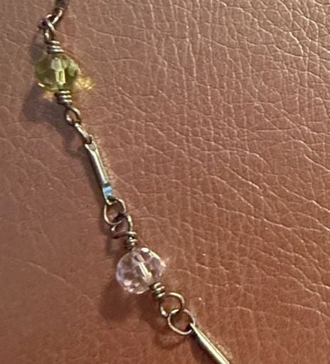 Unbranded Beaded Anklet Pastel Crystal Silver Tone Chain 7