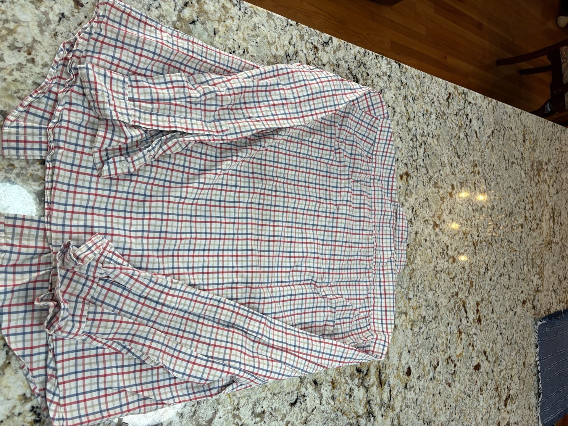 J.Crew Flex Washed Shirt Size L Red Blue Plaid Slim Untucked 7