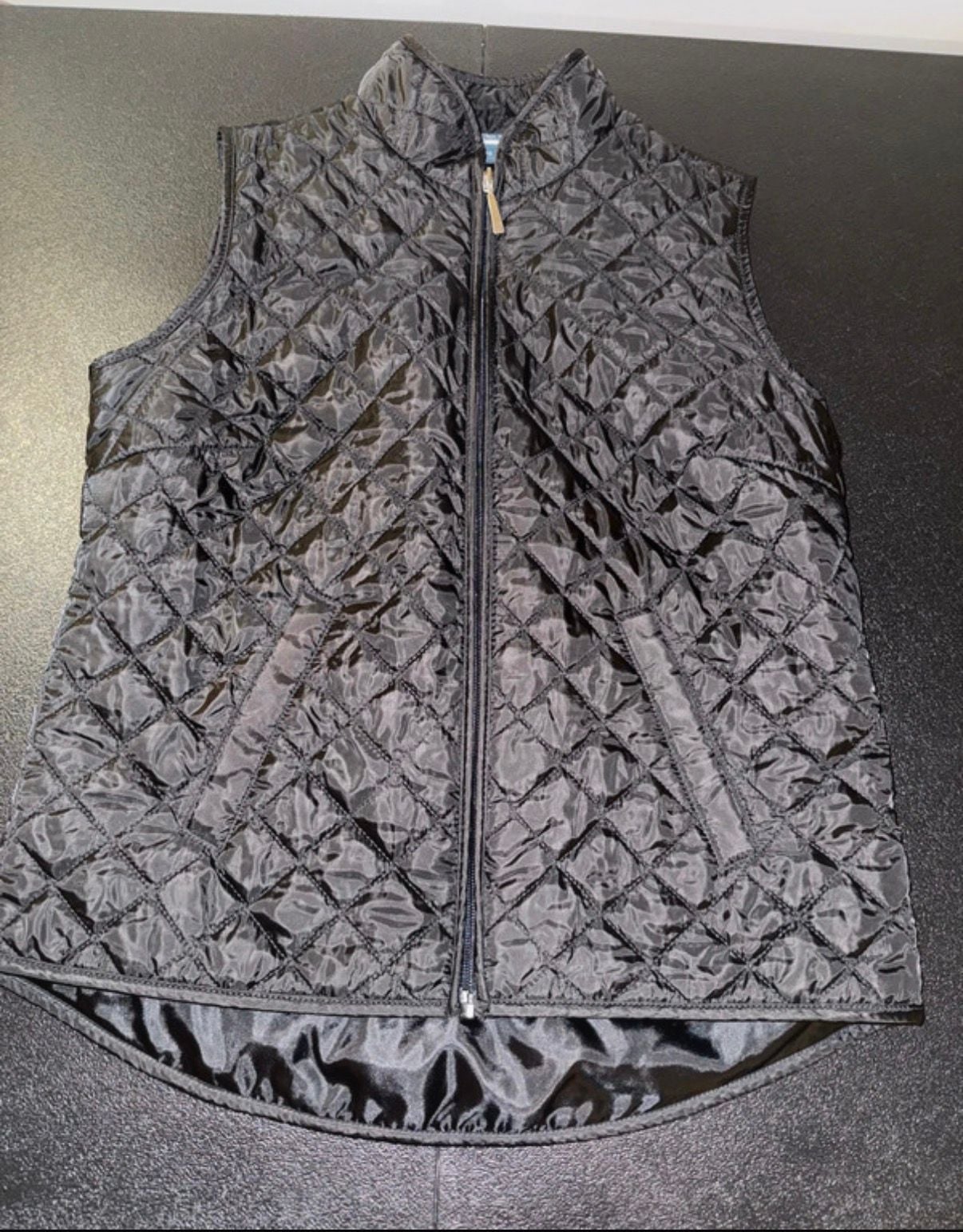 Karen Scott Quilted Vest Size PS Black Full Zip 2
