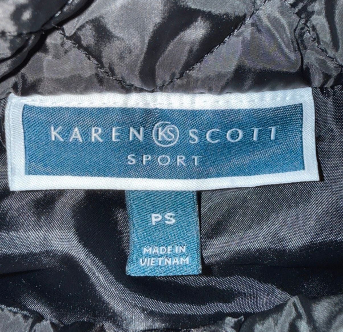 Karen Scott Quilted Vest Size PS Black Full Zip 3