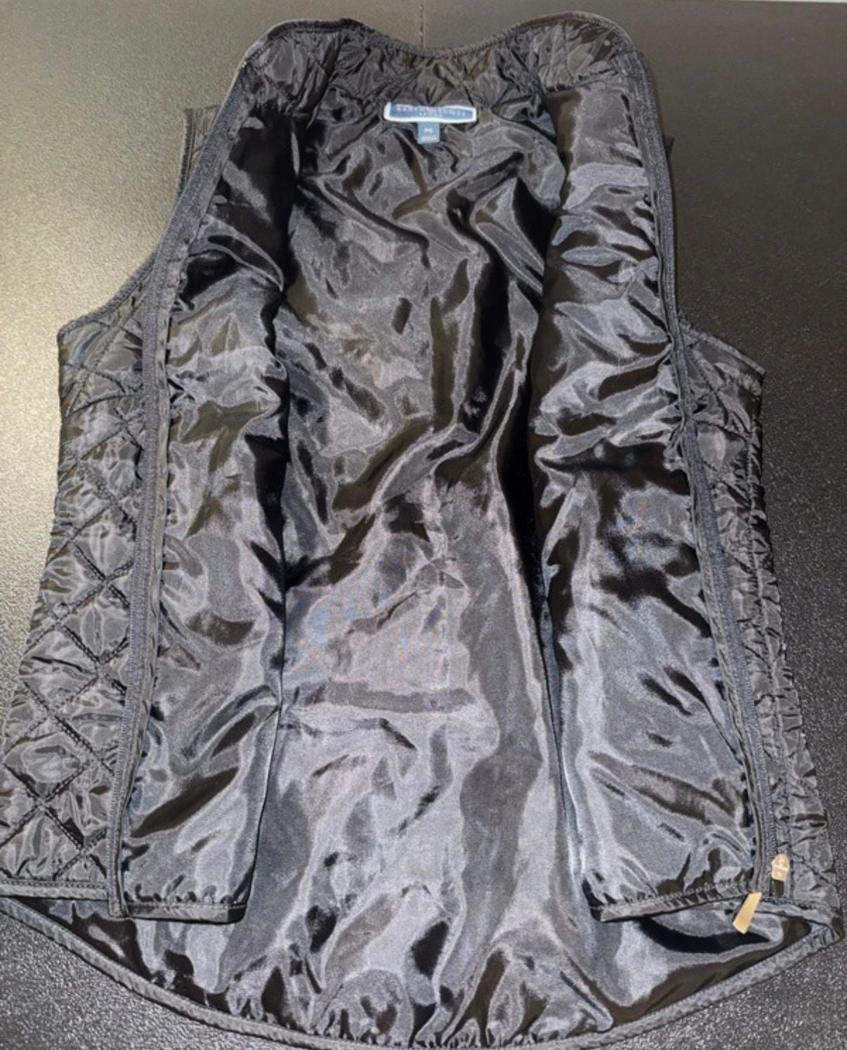 Karen Scott Quilted Vest Size PS Black Full Zip 4