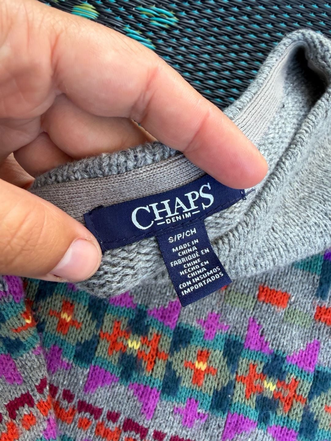 Chaps Sweater Fair Isle Knit Size S Gray Multicolored 4