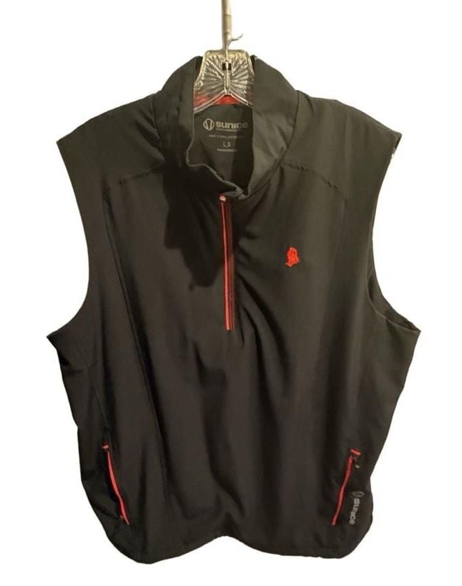 Sunice Golf Vest Size L Black Red Half Zip Outerwear 2