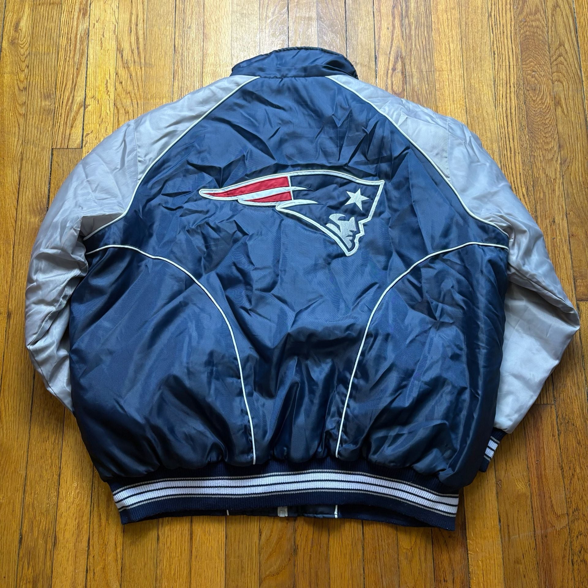 NFL New England Patriots Full Zip Jacket Blue Silver Fleece Lined Size 3XL 8
