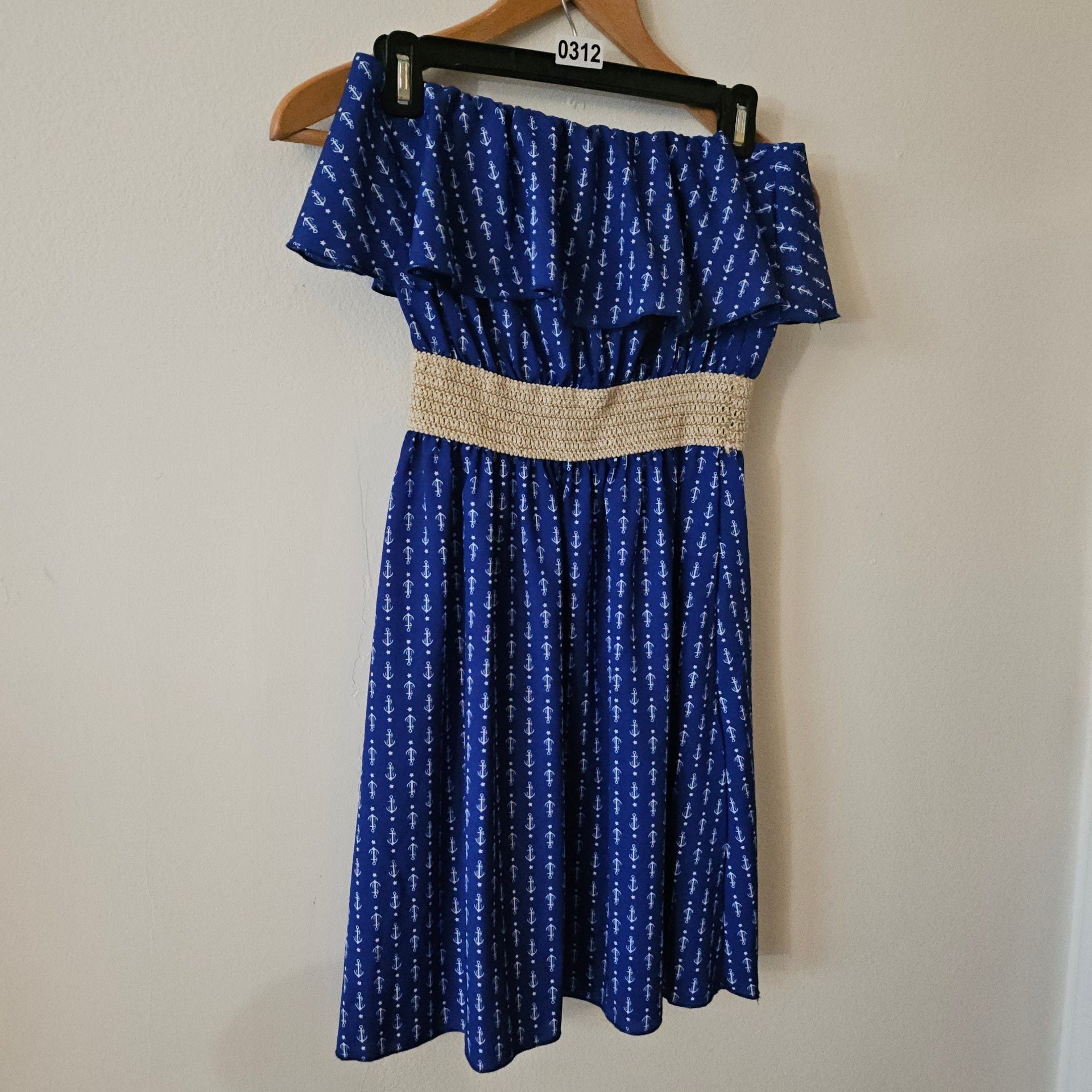 Blue Anchor Print strapless dress 312 2