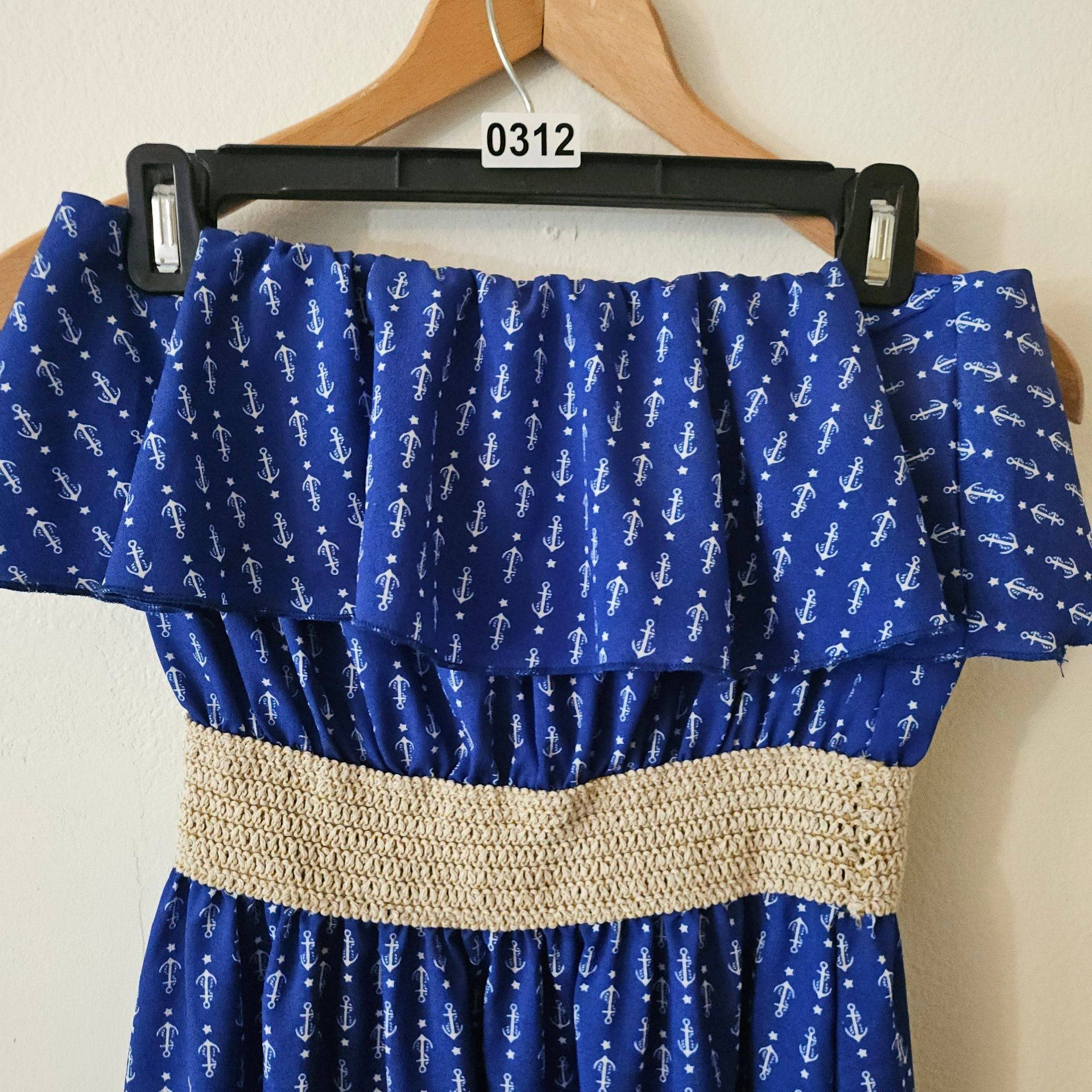 Blue Anchor Print strapless dress 312 3