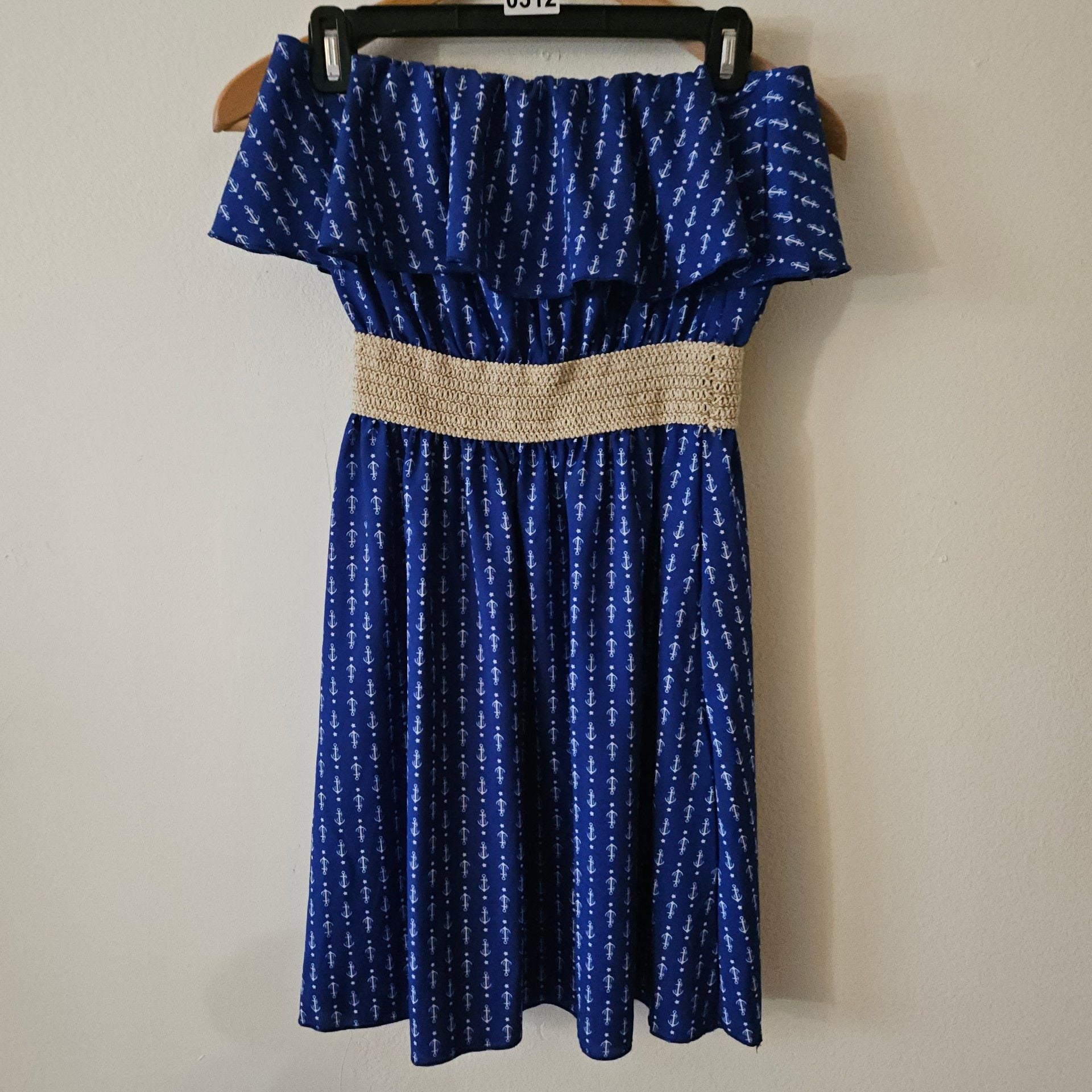 Blue Anchor Print strapless dress 312 4