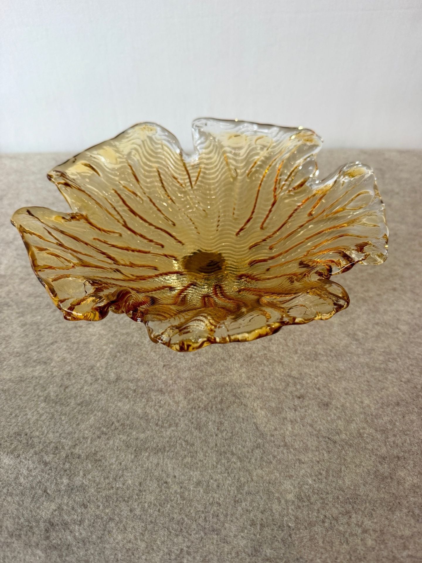 Amber Art Glass Decorative Footed Bowl #32 4