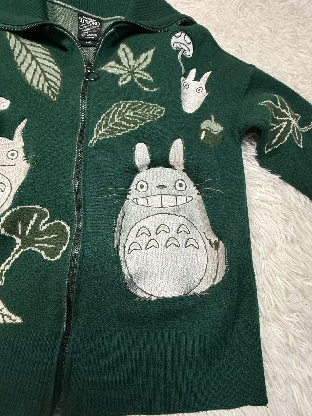 My Neighbor Totoro Zip Sweater Green Knit 3