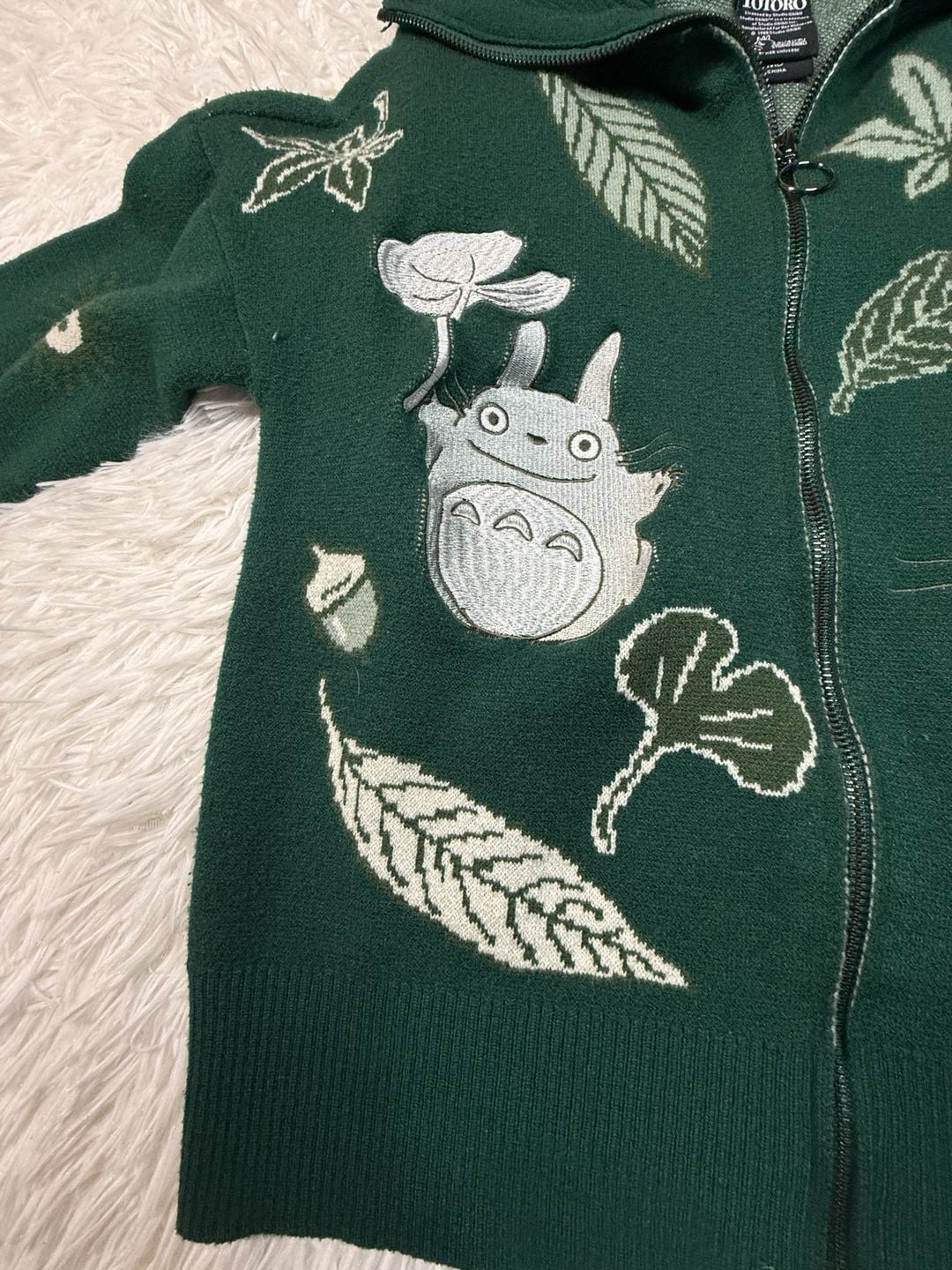 My Neighbor Totoro Zip Sweater Green Knit 4