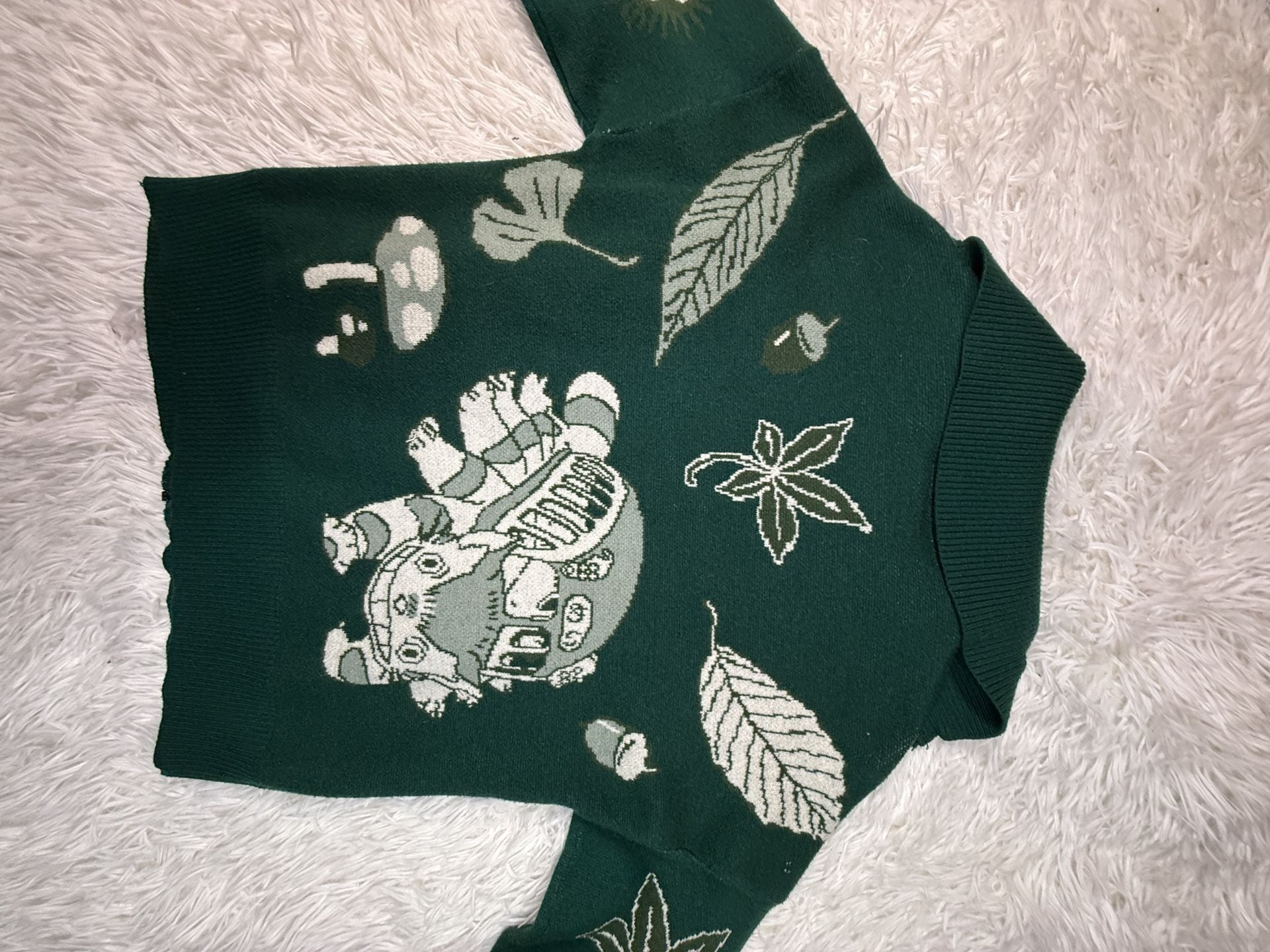 My Neighbor Totoro Zip Sweater Green Knit 10
