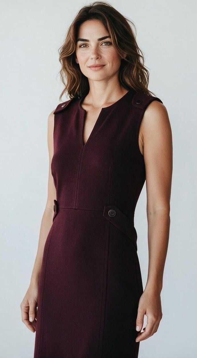 Tory Burch Wool Blend Dress Size M Burgundy Knit 2