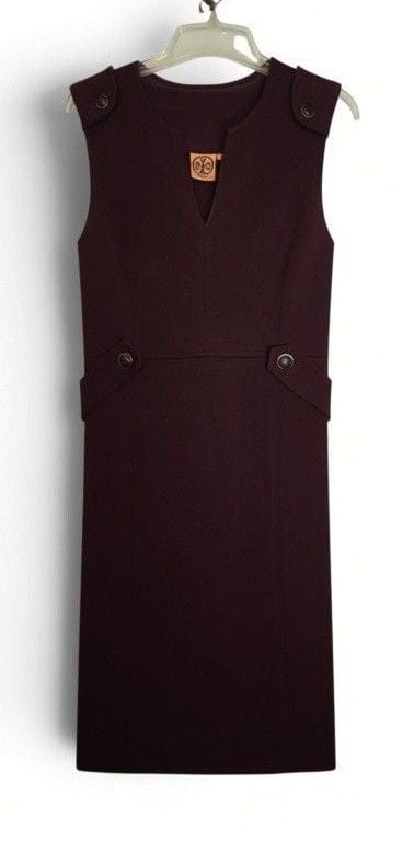 Tory Burch Wool Blend Dress Size M Burgundy Knit 3
