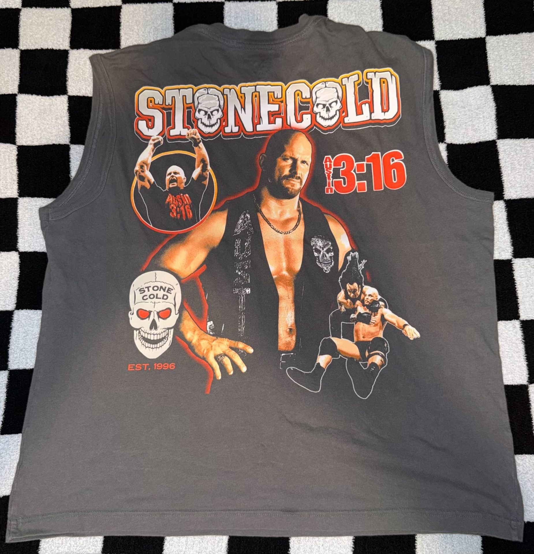 WWE Stone Cold Steve Austin Graphic Sleeveless Shirt Gray 10