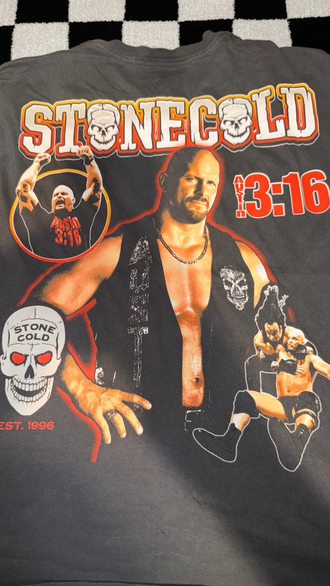 WWE Stone Cold Steve Austin Graphic Sleeveless Shirt Gray 11