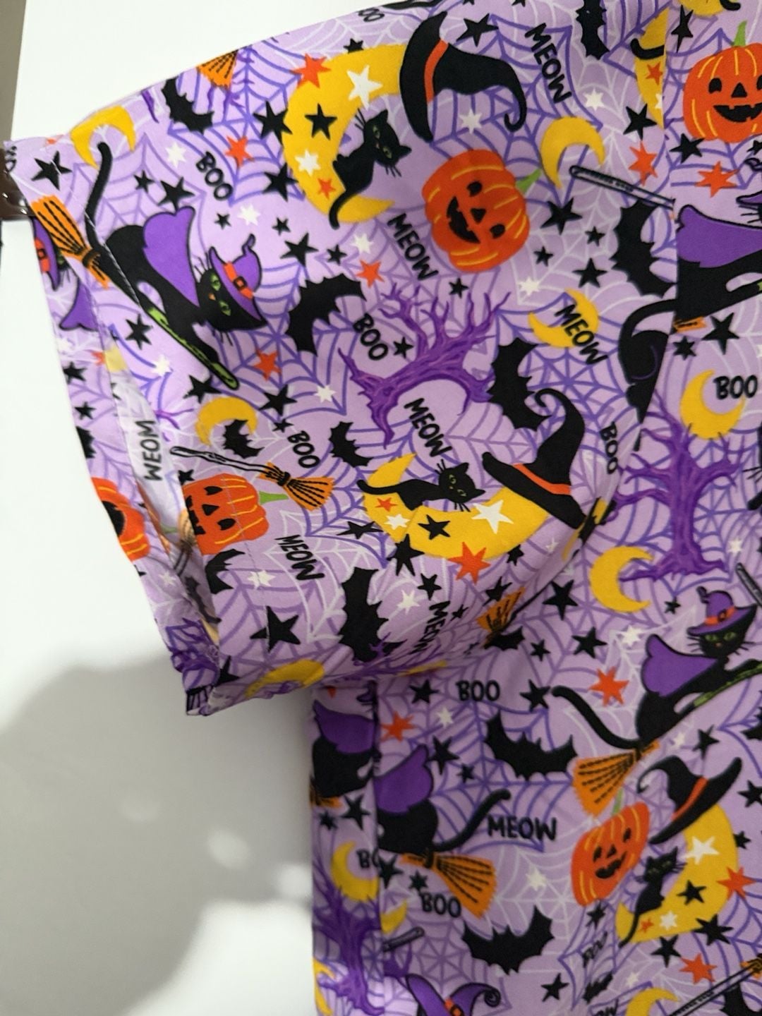 Divine Curves Halloween Scrub Top Size 3X Black Cat Pumpkin Print 7