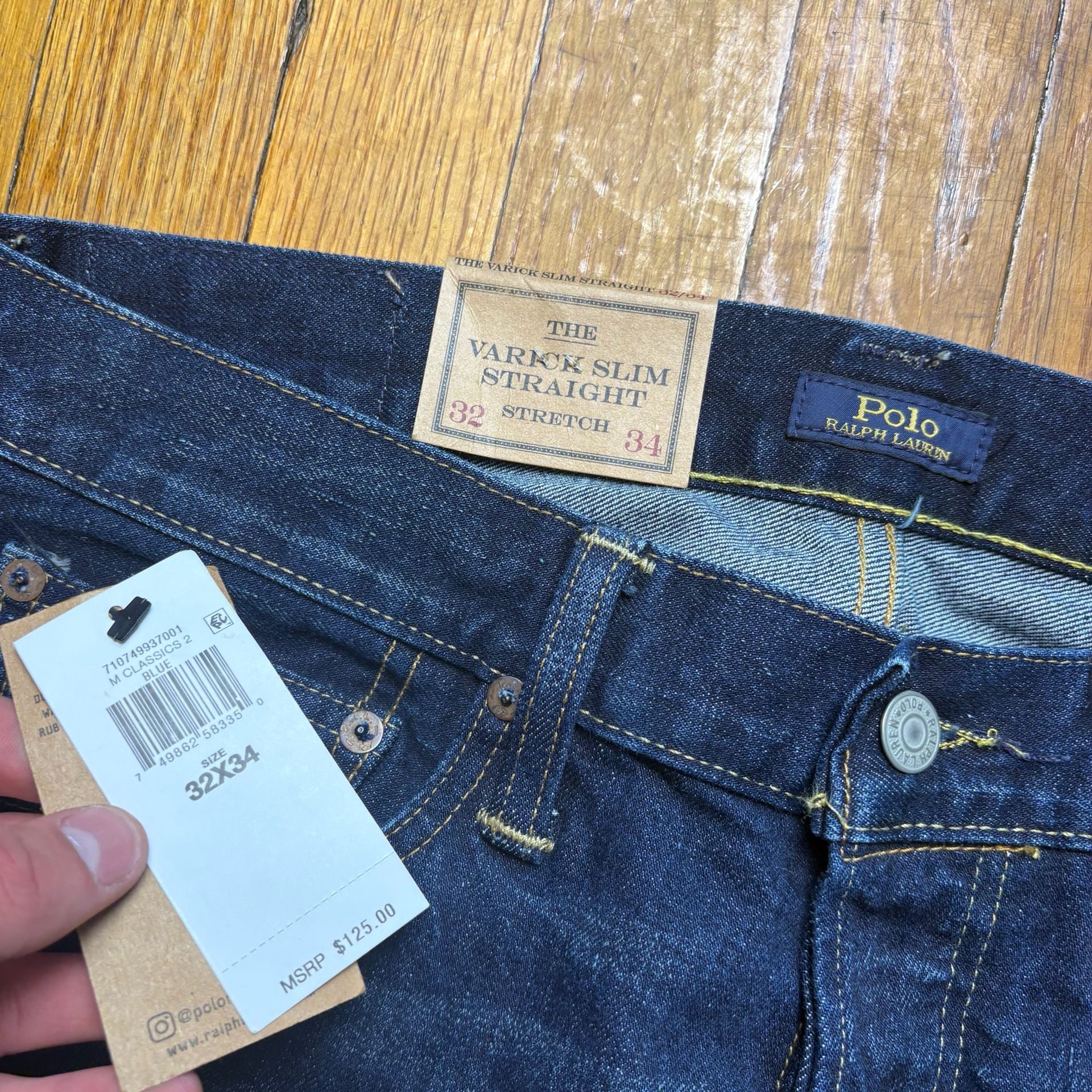 Polo Ralph Lauren The Varick Slim Straight Jeans 32x34 Blue Denim 3