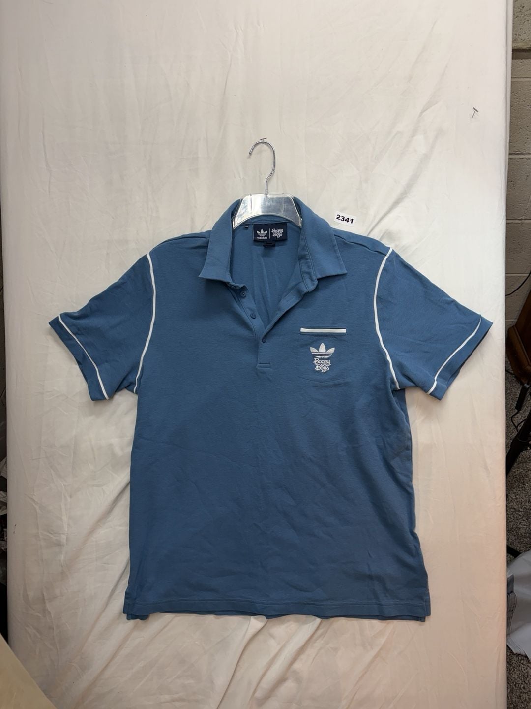 Adidas x Bogey Boys Polo Shirt XL Blue White Piping 2