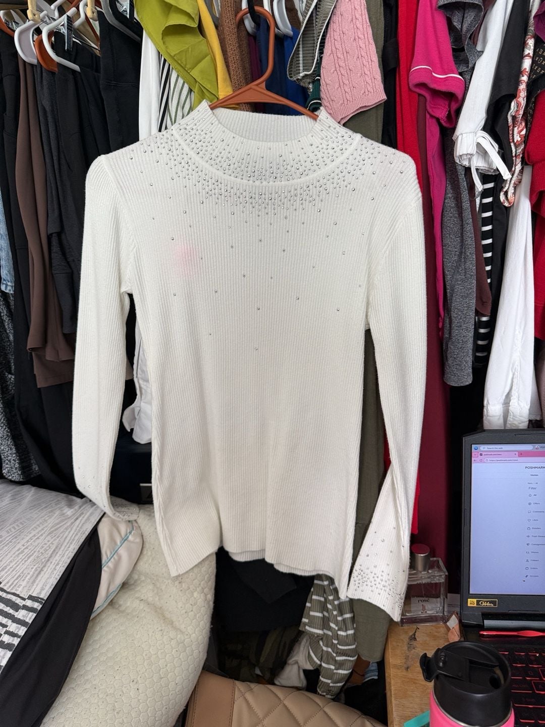 Women Pearl Embellished Long Sleeve Knit Top For Women at Kuwait ... 2