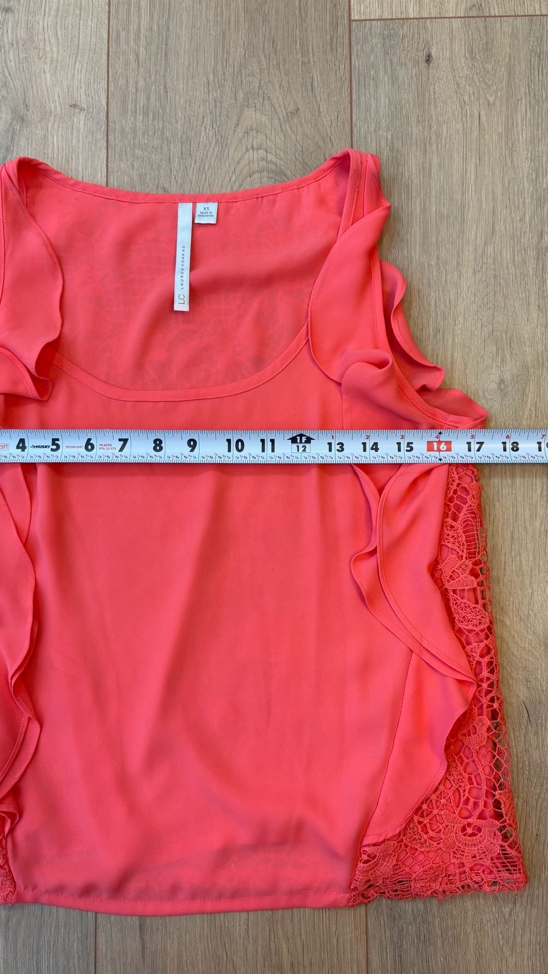 LC Lauren Conrad Ruffle Lace Tank Top Size XS Coral 4