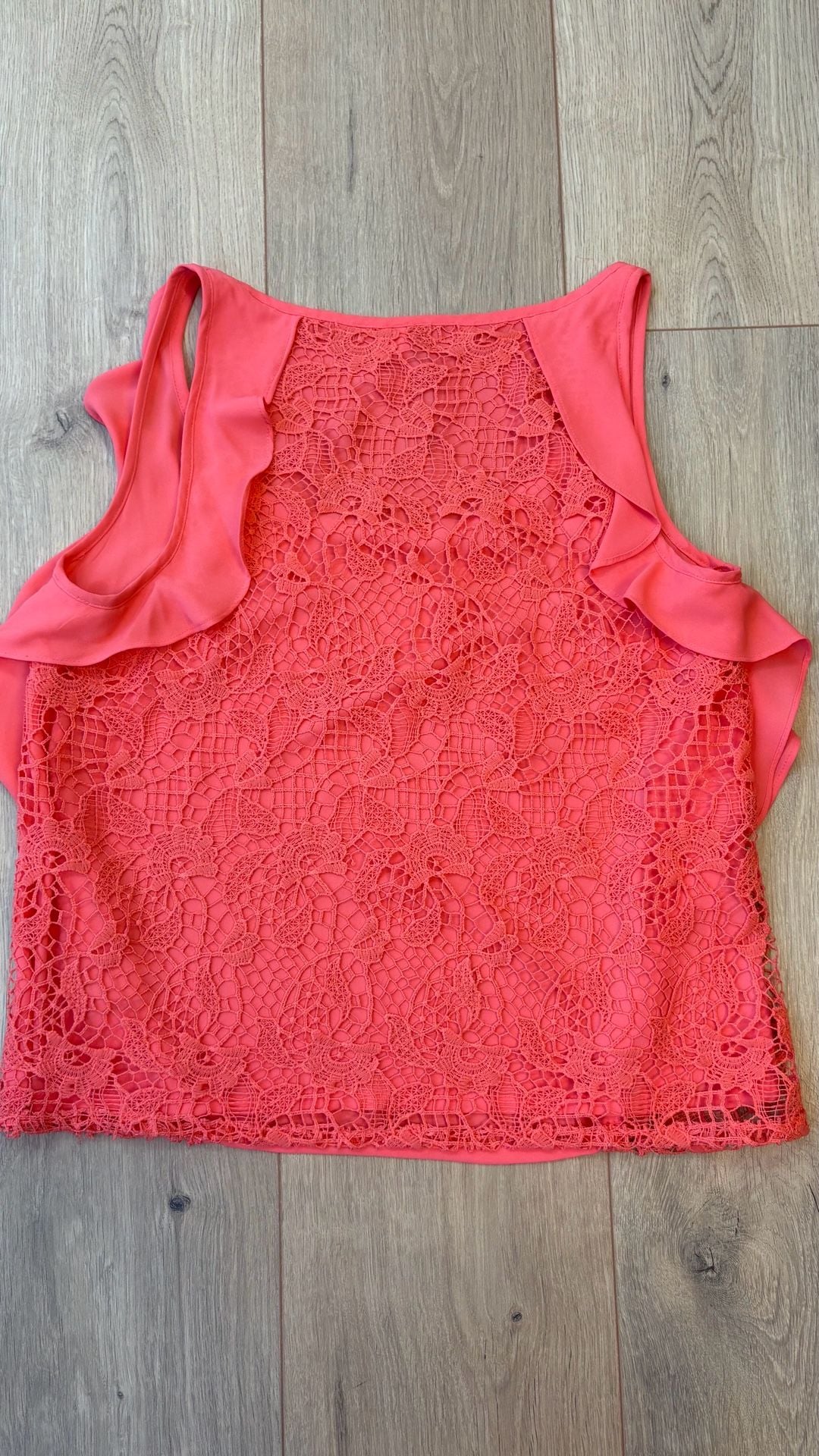LC Lauren Conrad Ruffle Lace Tank Top Size XS Coral 6
